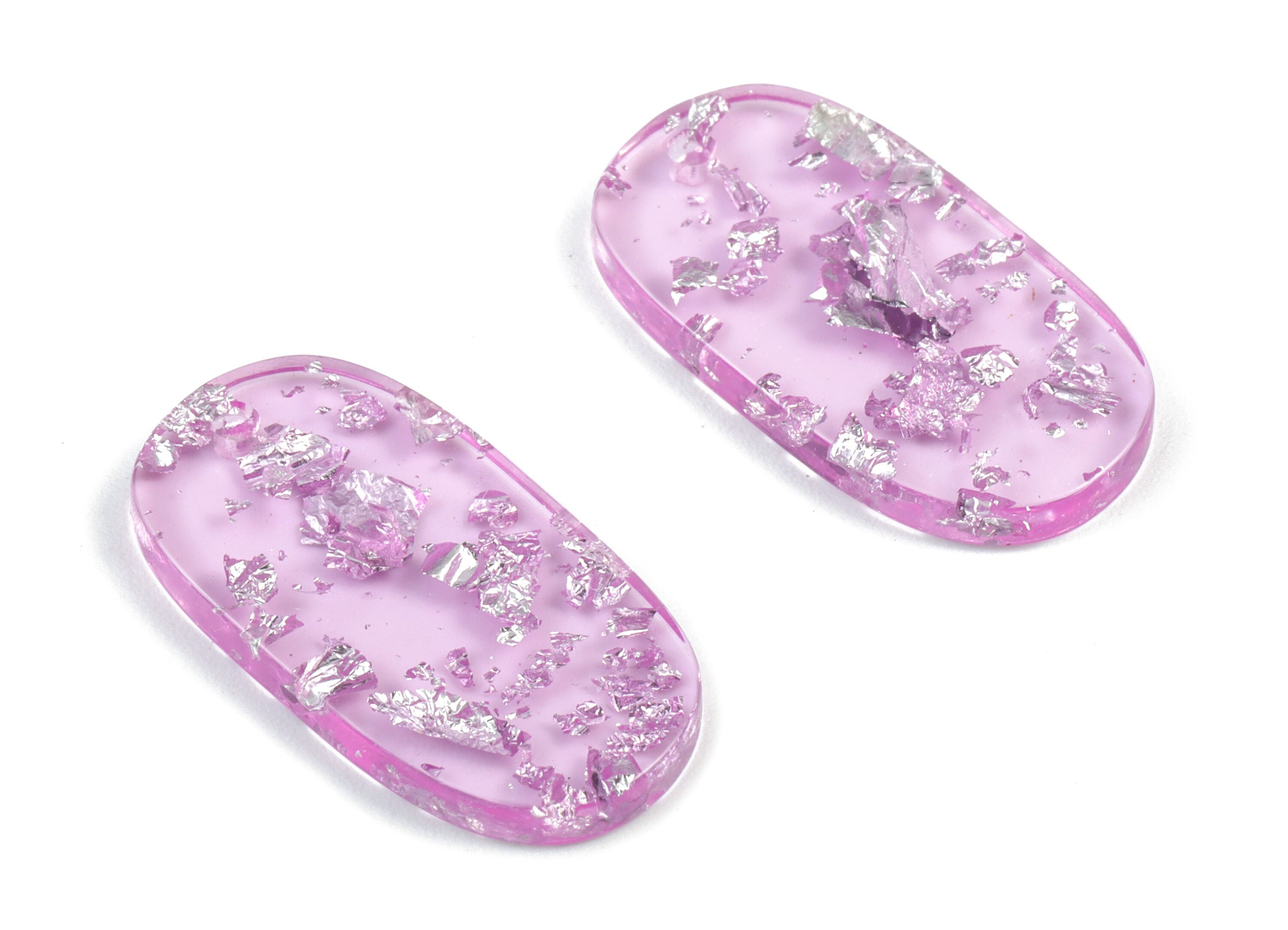 Acetate Oval Charms - Oval Earrings and Pendant - Oval Purple Foil & Confetti - Color Code:A375 - 26.63x13.9x2.7mm - AC1156-A375 - DOMEDBAZAAR
