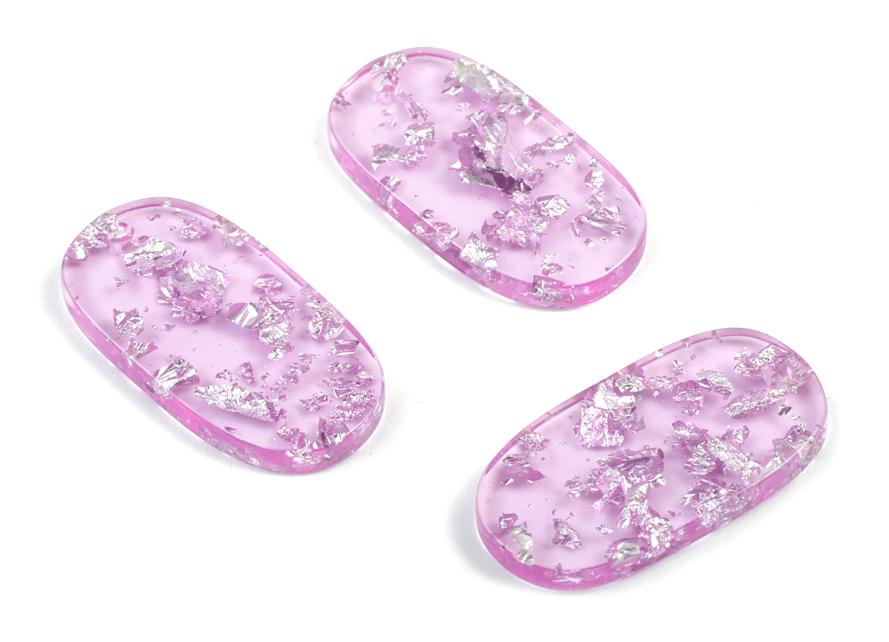 Acetate Oval Charms - Oval Earrings and Pendant - Oval Purple Foil & Confetti - Color Code:A375 - 26.63x13.9x2.7mm - AC1156-A375 - DOMEDBAZAAR