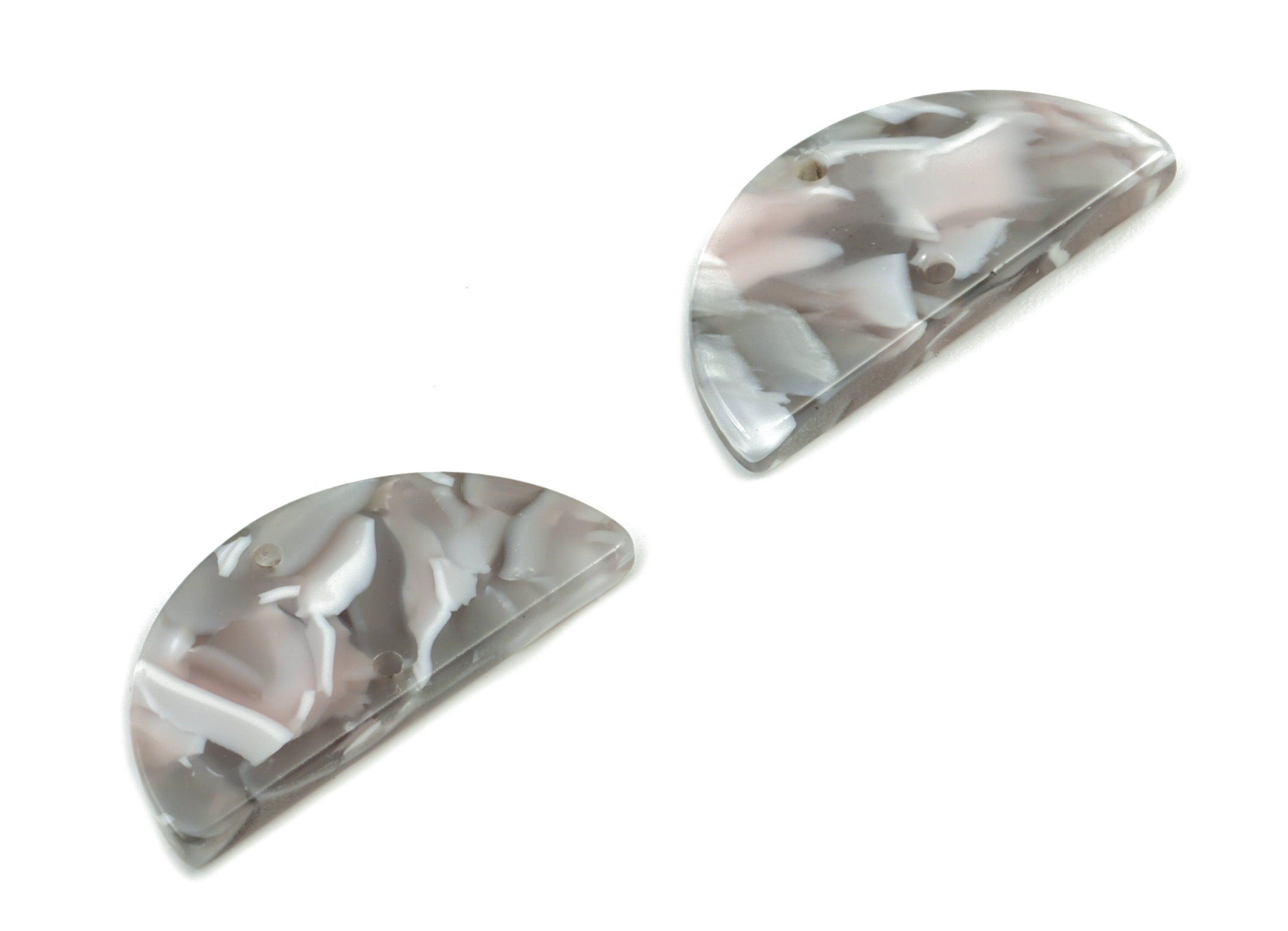 Acetate Semicircle Earring Connector - Half Moon Earring Charms - 2 Holes - Jewelry Supplies - Color Code: A13 - 23x11.7x2.7mm - AC2060-A13 - DOMEDBAZAAR