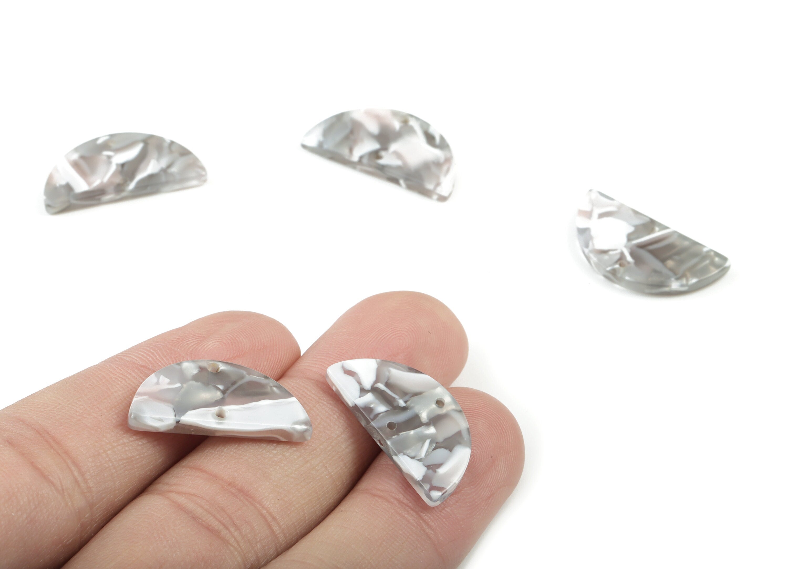 Acetate Semicircle Earring Connector - Half Moon Earring Charms - 2 Holes - Jewelry Supplies - Color Code: A13 - 23x11.7x2.7mm - AC2060-A13 - DOMEDBAZAAR