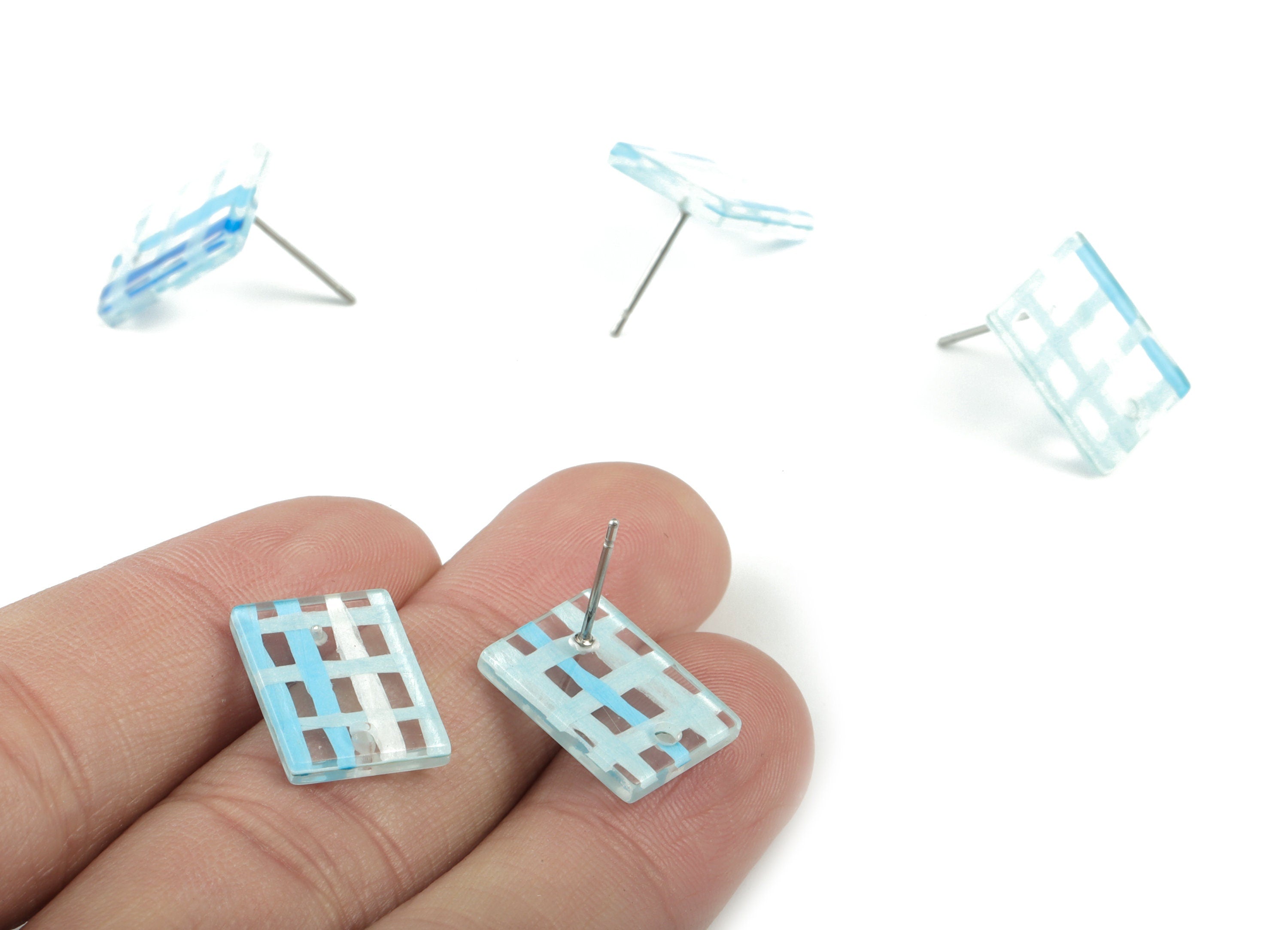 Acrylic Rectangle Earring Stud - Rectangle Earring Post - Surgical Stud - Jewelry Supplies - Color Code: A540 - 15.59x12x2.6mm - AC1663-A540 - DOMEDBAZAAR