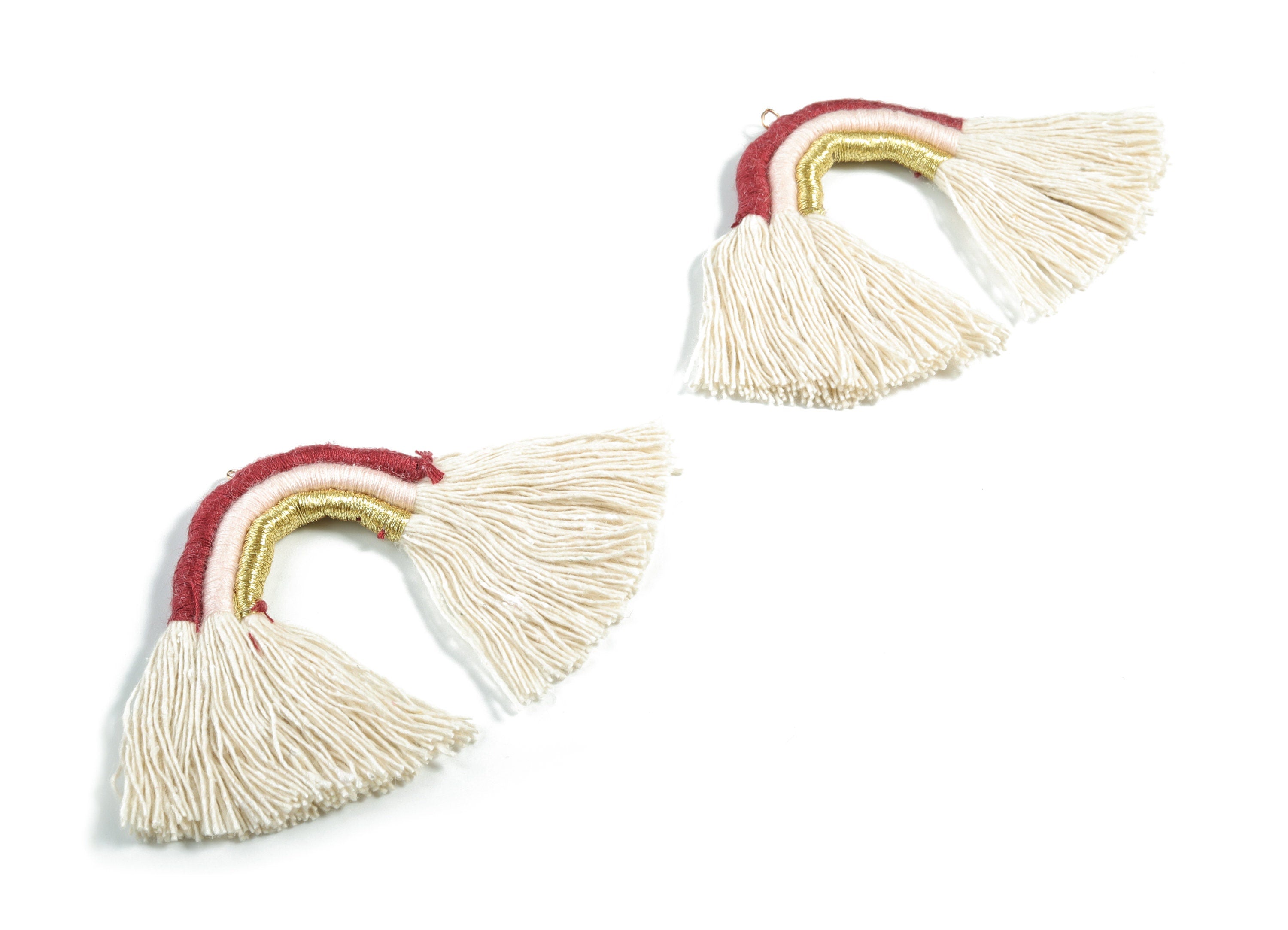 Rainbow Tassel Earrings - Cotton Earring Tassels - Rainbow Fringe Earrings - Luxe Tassel - Jewelry Supplies - 91.32x60.42x5.47mm - TS1174D - DOMEDBAZAAR