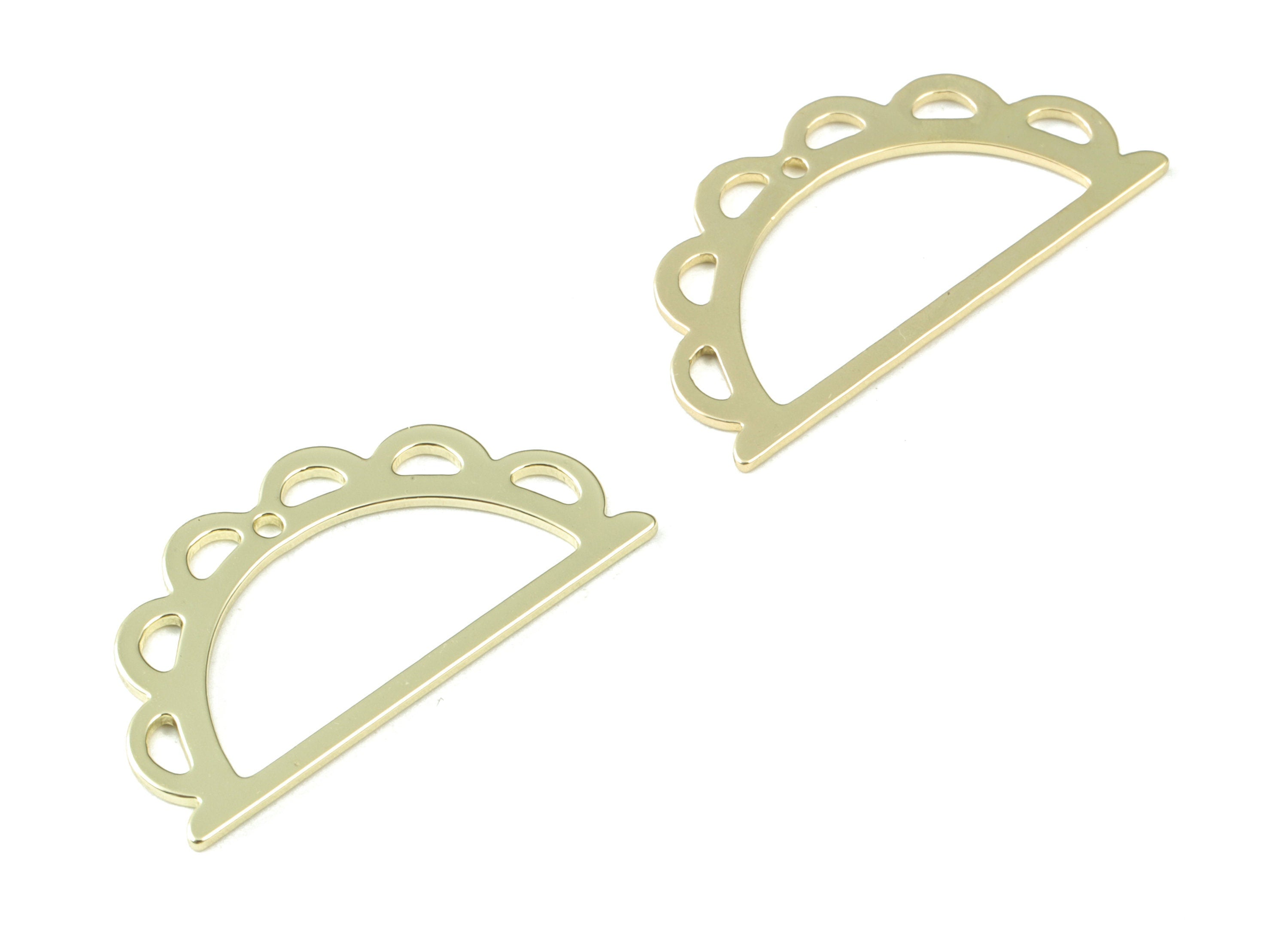 Half Moon Flower Earring Connector - Gold Tone Plated Brass Semi Circle Charms - Jewelry Making Supplies - 30x15 x0.9mm - PPM3057G - DOMEDBAZAAR