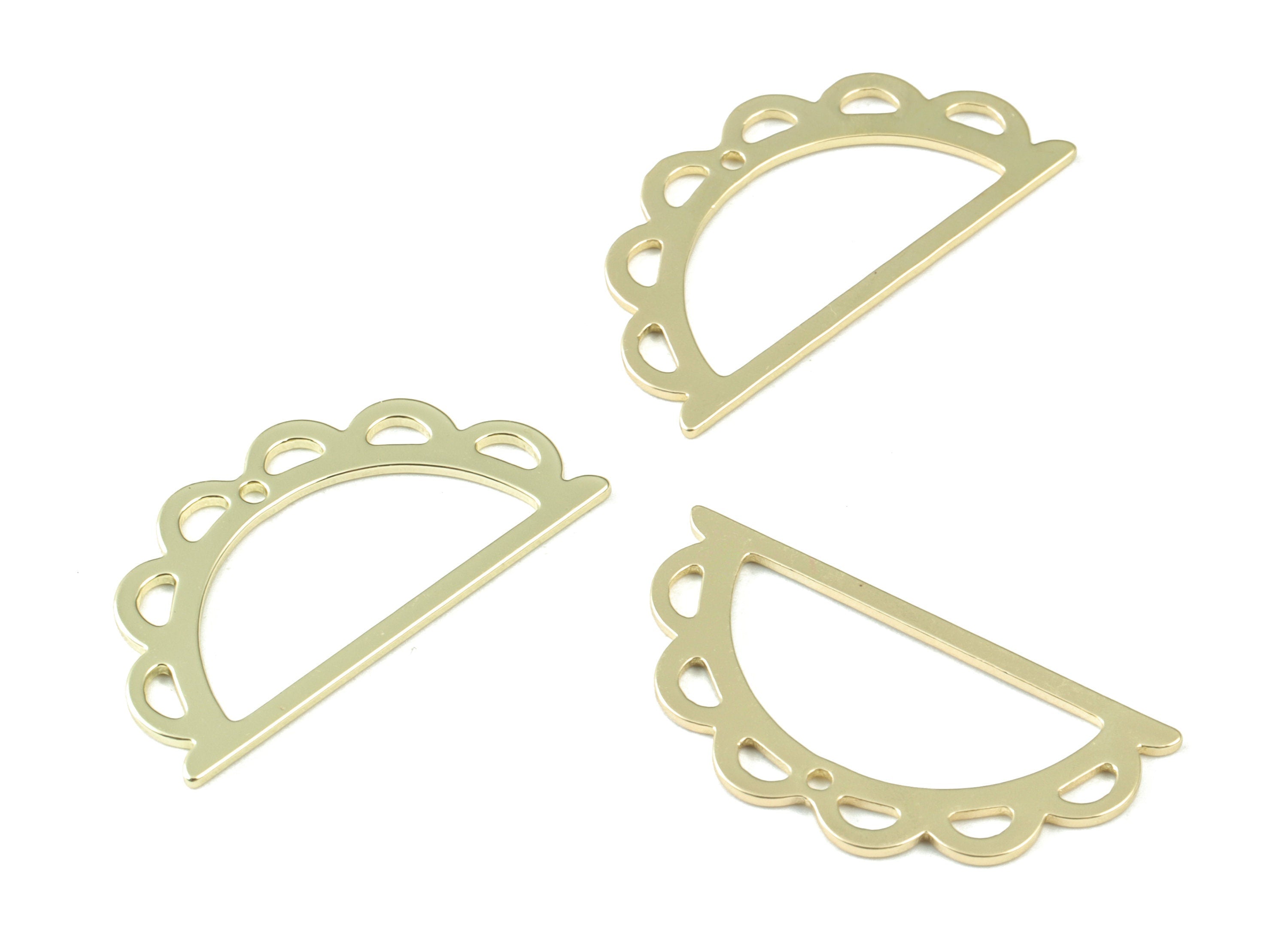 Half Moon Flower Earring Connector - Gold Tone Plated Brass Semi Circle Charms - Jewelry Making Supplies - 30x15 x0.9mm - PPM3057G - DOMEDBAZAAR