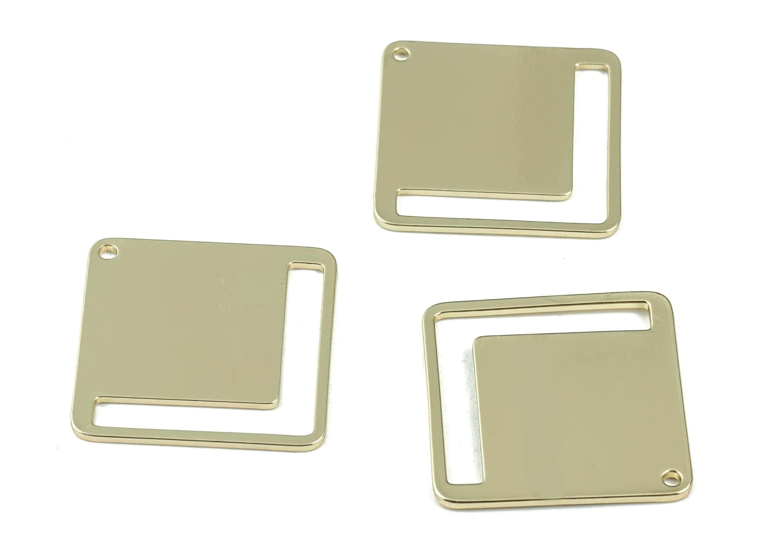 Personalized stamping blank - Gold Square Earring Connector - Gold Tone Plated Brass Square Charms - 22x22 x0.9mm - PPM3071G - DOMEDBAZAAR