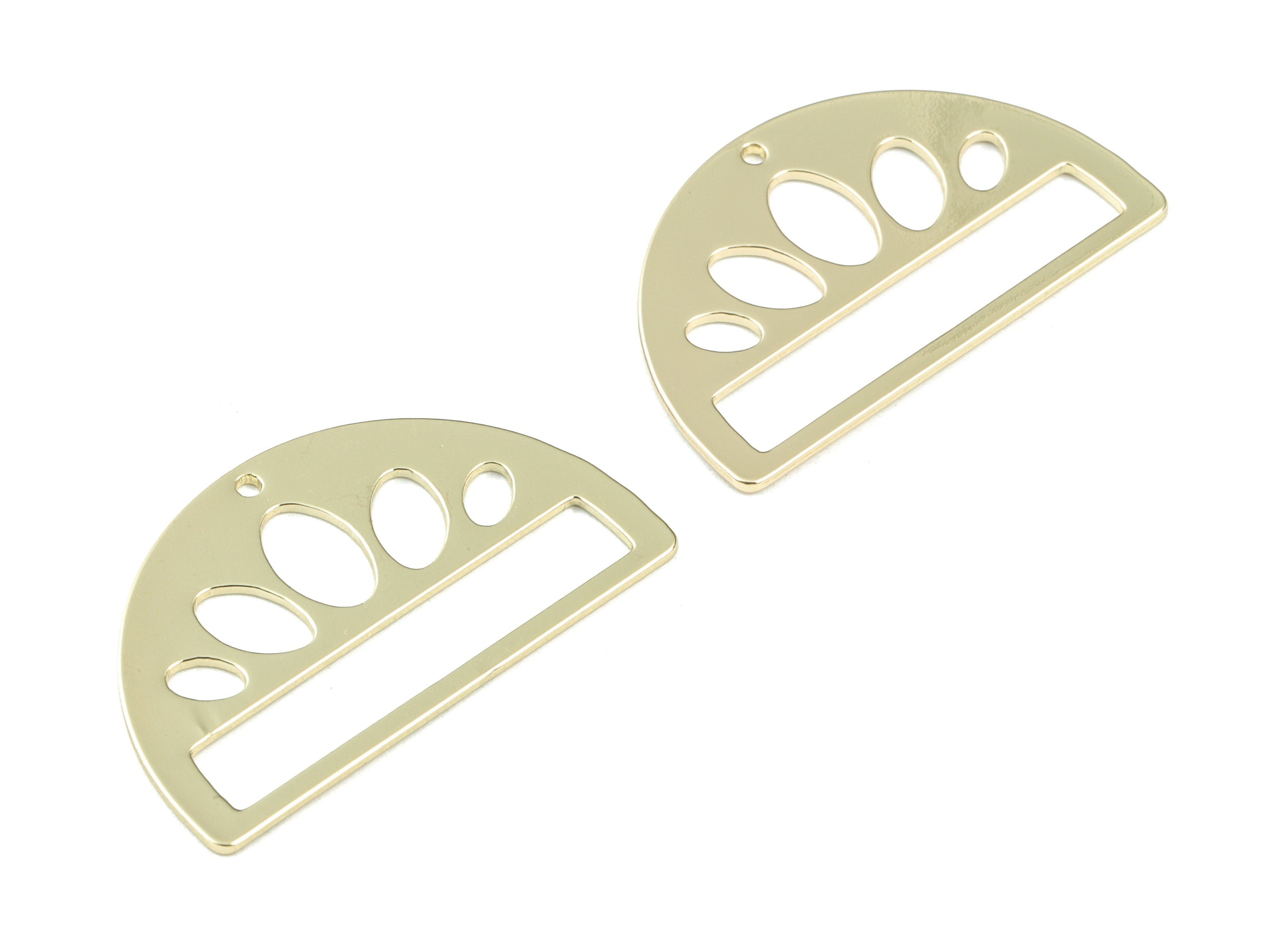 Half Moon Lotus Earring Connector - Gold Tone Plated Brass Semi Circle Charms - Jewelry Making Supplies - 35x20 x0.9mm - PPM3065G - DOMEDBAZAAR