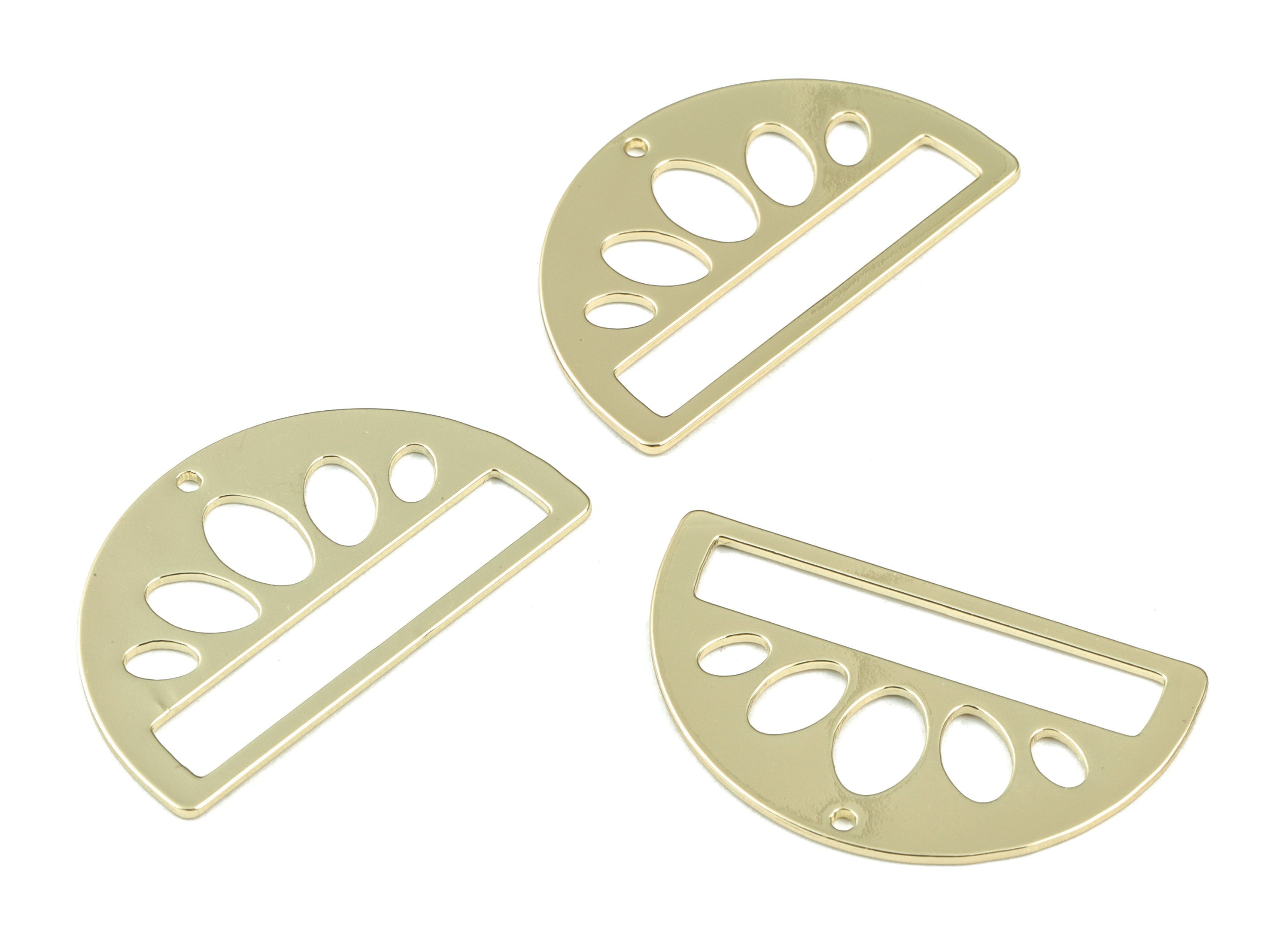 Half Moon Lotus Earring Connector - Gold Tone Plated Brass Semi Circle Charms - Jewelry Making Supplies - 35x20 x0.9mm - PPM3065G - DOMEDBAZAAR