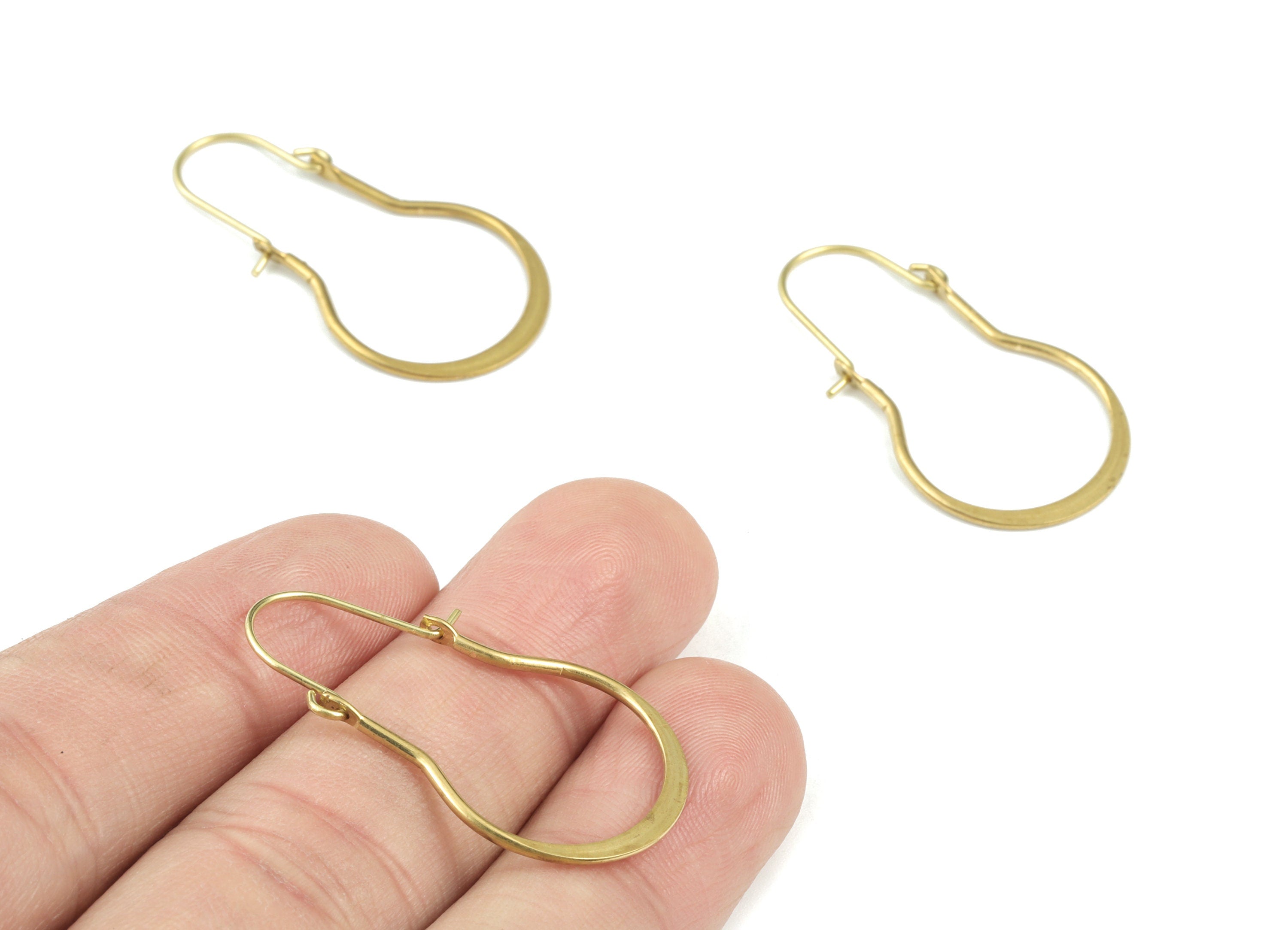 Brass Hammered Earring Wire - Raw Brass Earring Wires - Brass Earring Findings - Jewelry Supplies - 34.98x19.75x1.22mm - PP3603 - DOMEDBAZAAR