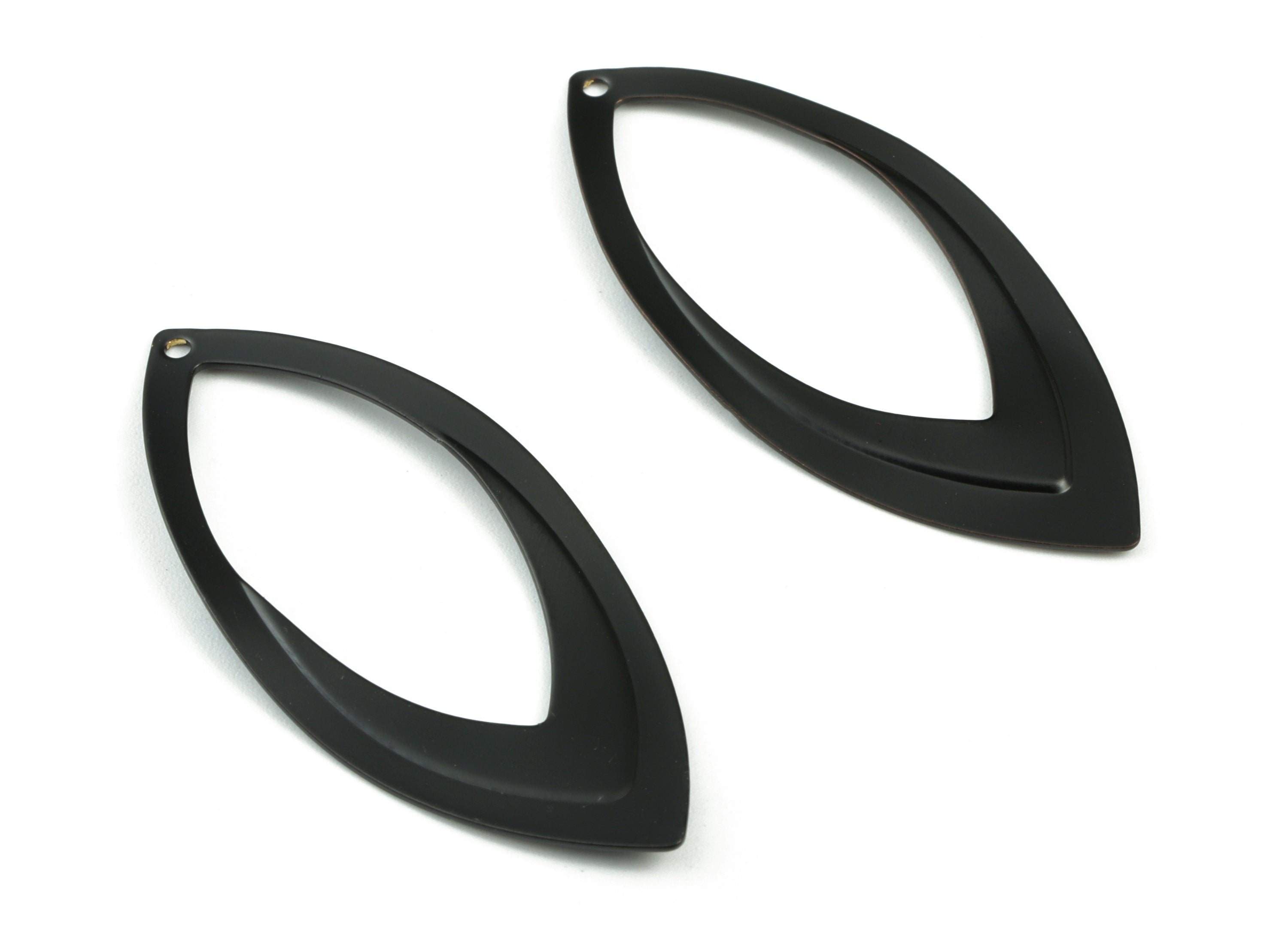 Brass Black Marquise Earring Charms - Black Marquise Pendant - Earring Findings - Jewelry Supplies - 48.07x22.05x0.85mm - PP2433B - DOMEDBAZAAR