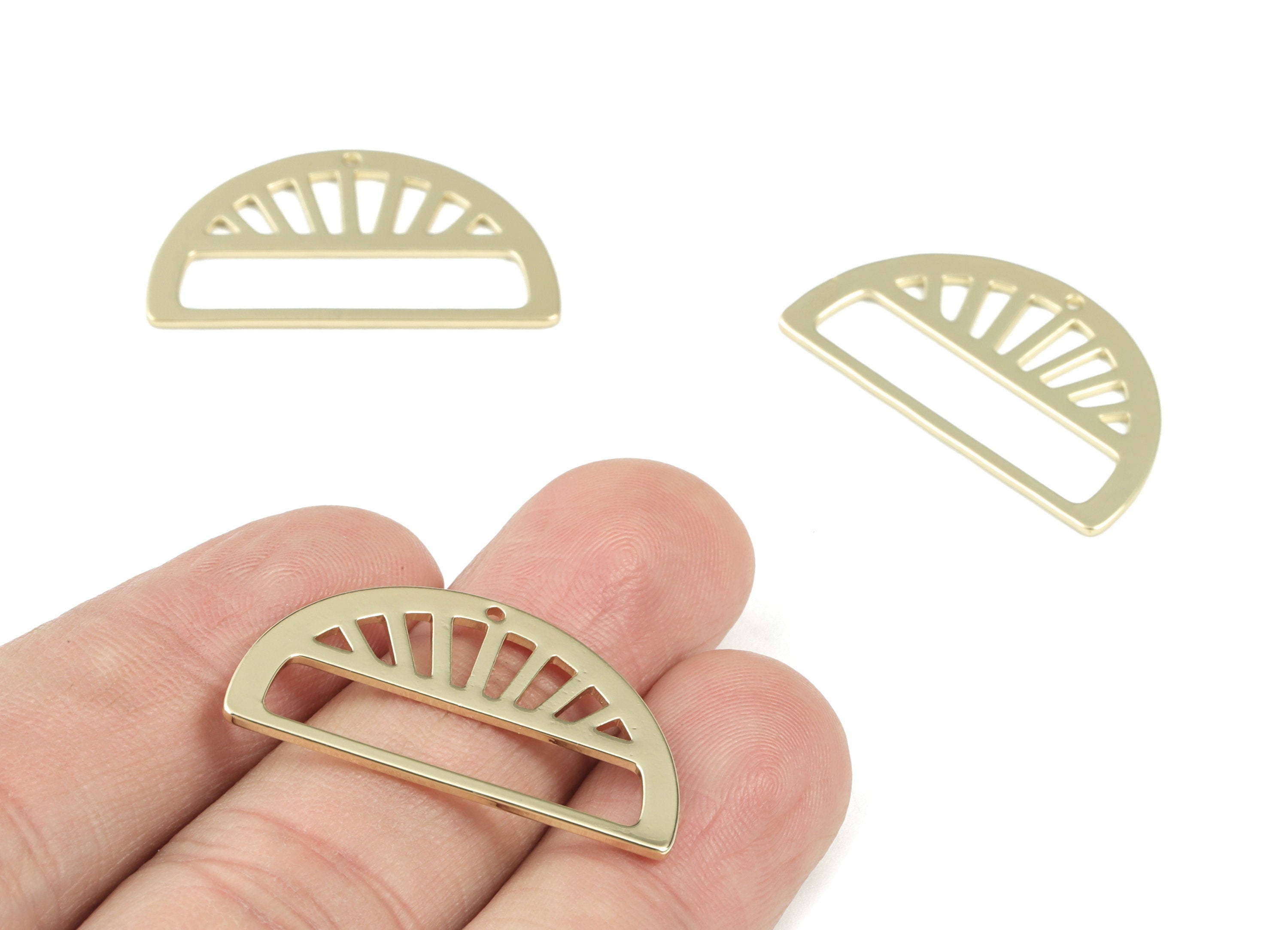 Half Moon Earring Connector - Gold Tone Plated Brass Semi Circle Charms - Jewelry Supplies - 30x17x0.9mm - PPM3056G - DOMEDBAZAAR