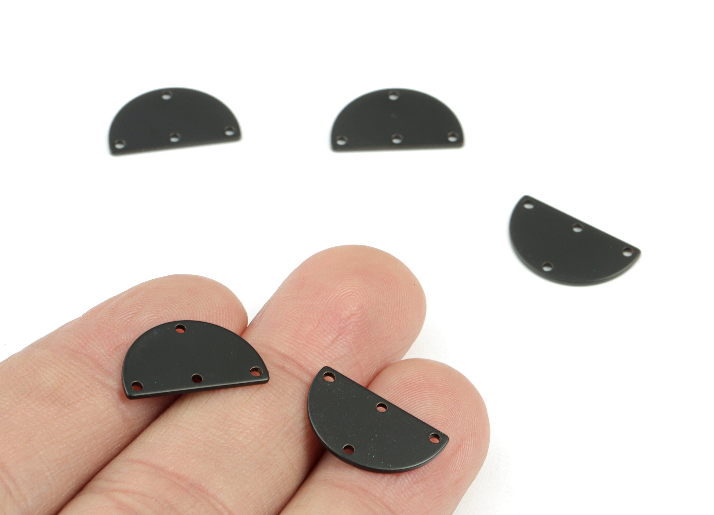 Personalized stamping blank - Brass Black Semi circle Earring Charm - Black Half Moon Connector - 4 Holes - 17x10x0.8mm - PP3549B - DOMEDBAZAAR