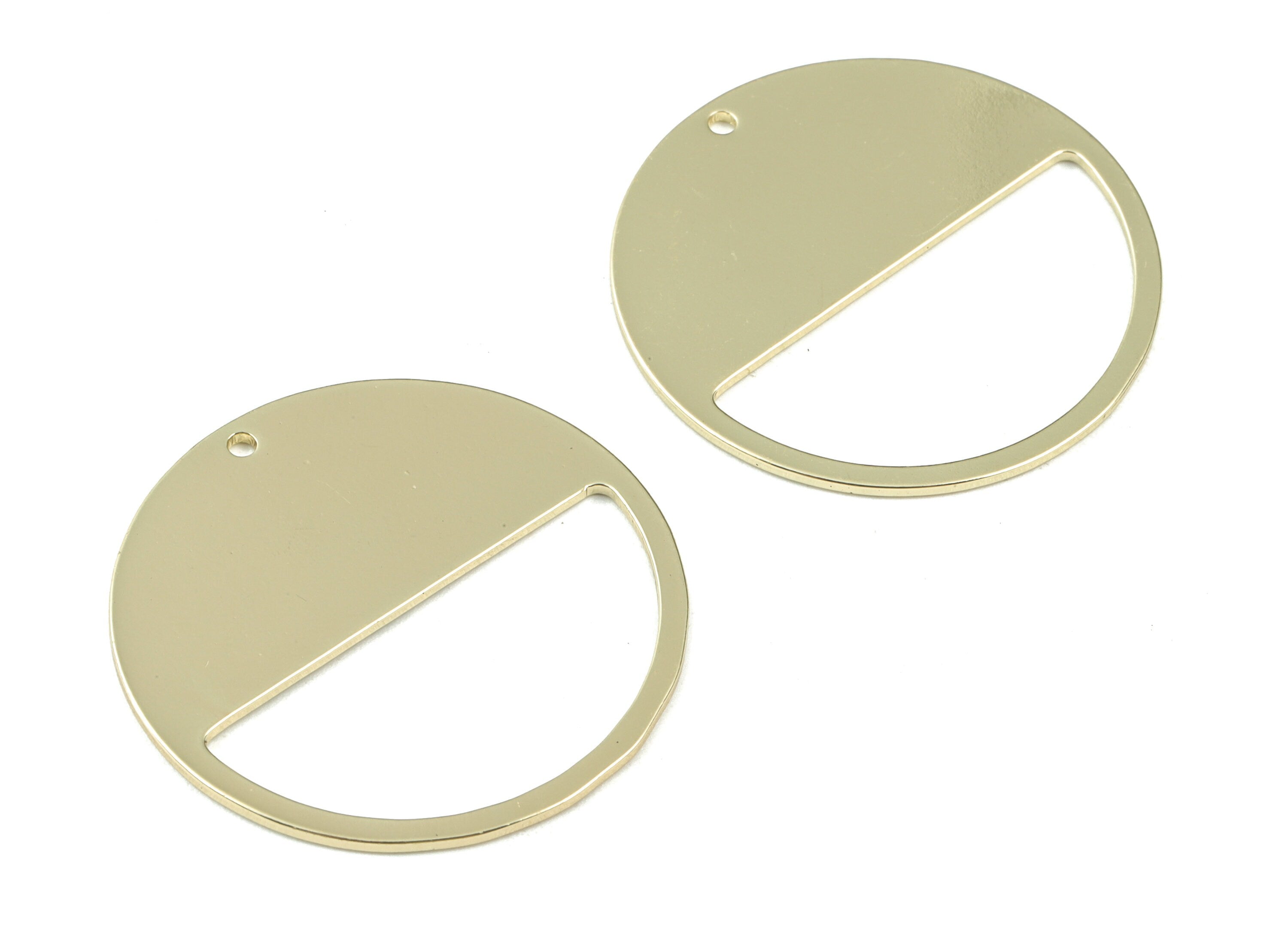 Semi Circle Earring Connector - Gold Tone Plated Brass Half Moon Charms - Jewelry Supplies - 30x30x0.9mm - PPM3064G - DOMEDBAZAAR