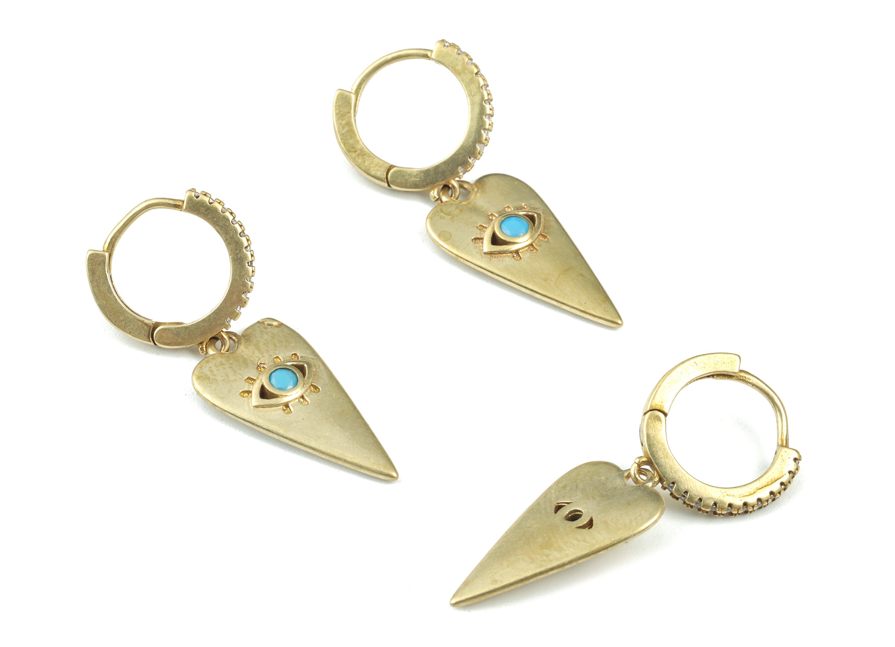 Brass Heart Earring Clasp - Raw Brass Heart Hoop Clasp - Earring Findings - Jewelry Supplies - 32.53x13.38x2.11mm - PP3578 - DOMEDBAZAAR