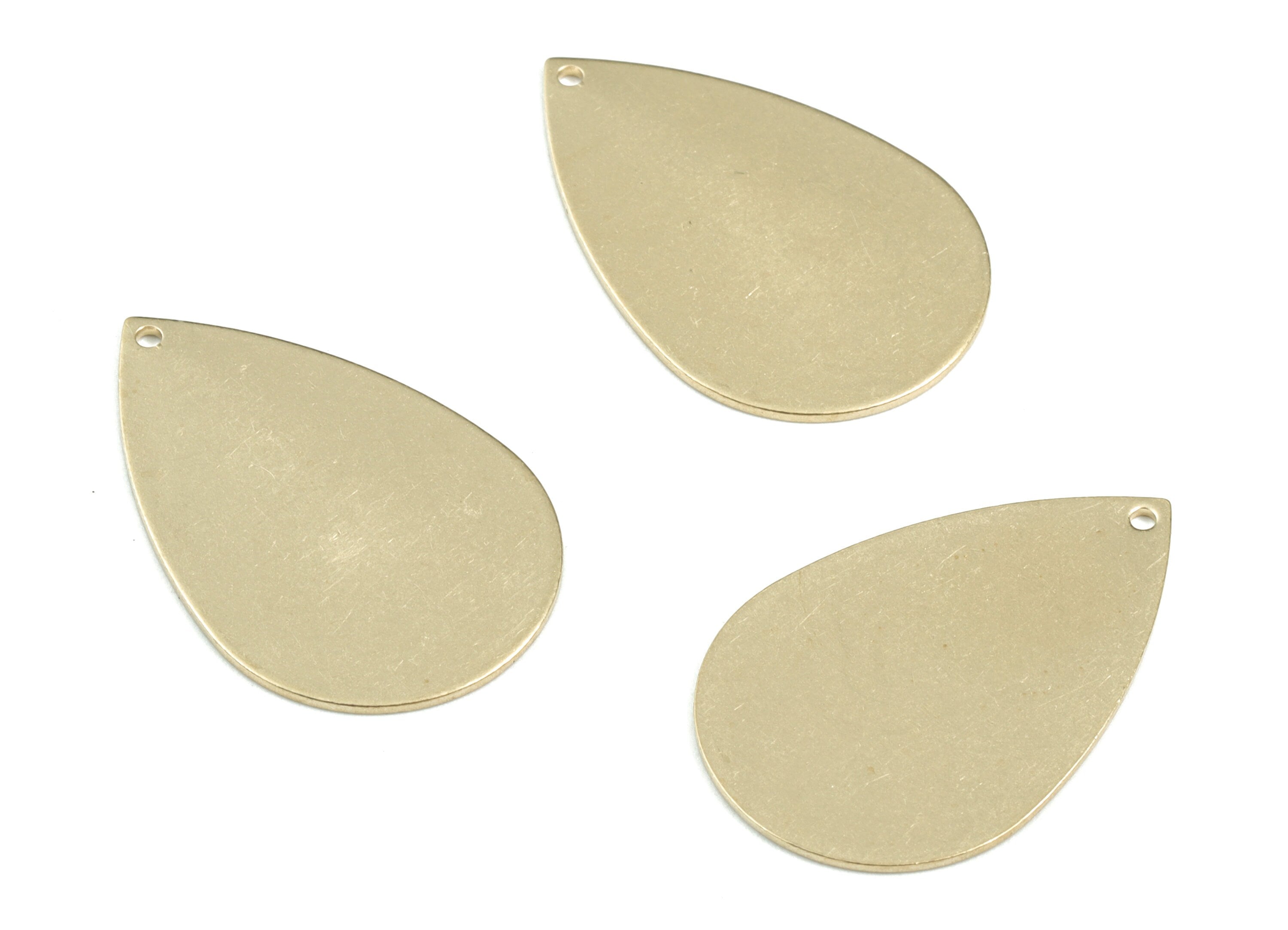 Personalized stamping blank - Brass Drop Stamping Blank - Raw Brass Drop Earring Charms and Pendant - 30.39x19.91x0.82mm - PP3606 - DOMEDBAZAAR