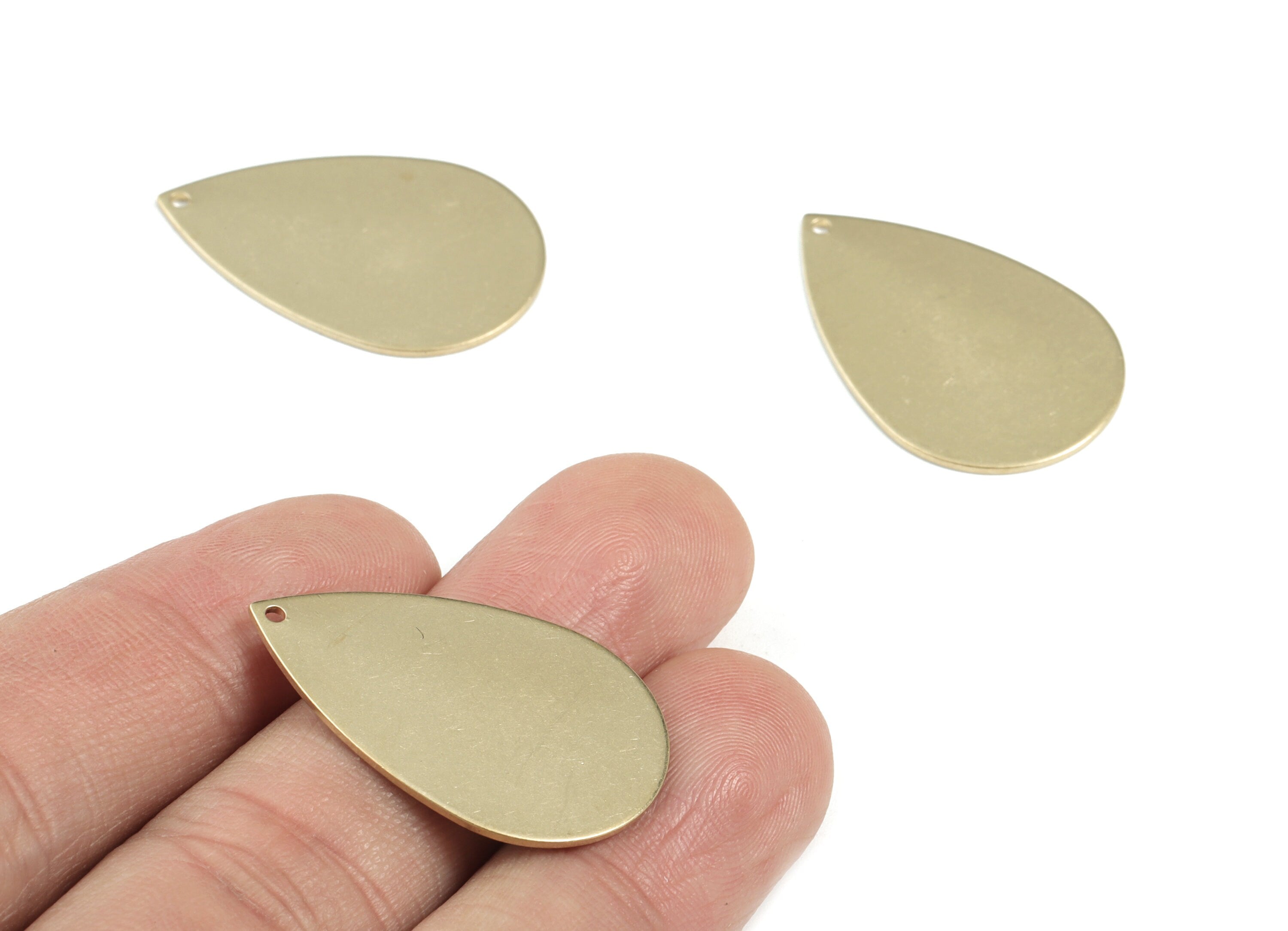 Personalized stamping blank - Brass Drop Stamping Blank - Raw Brass Drop Earring Charms and Pendant - 30.39x19.91x0.82mm - PP3606 - DOMEDBAZAAR