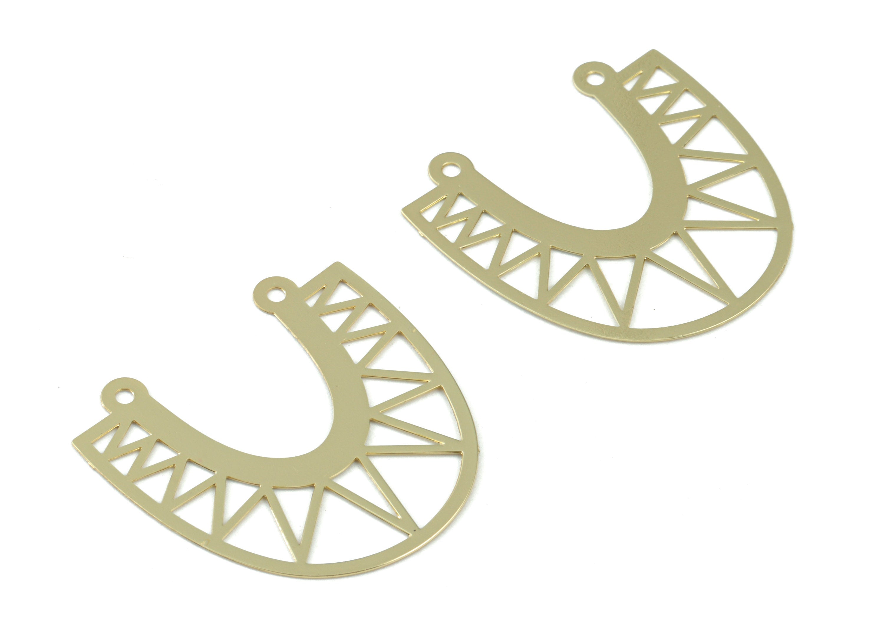 Brass D Earring Connector - Gold Tone Plated Brass HorseHoe Earring Charms - Jewelry Supplies - 28.94x28.35x0.3mm - JJB6255G - DOMEDBAZAAR