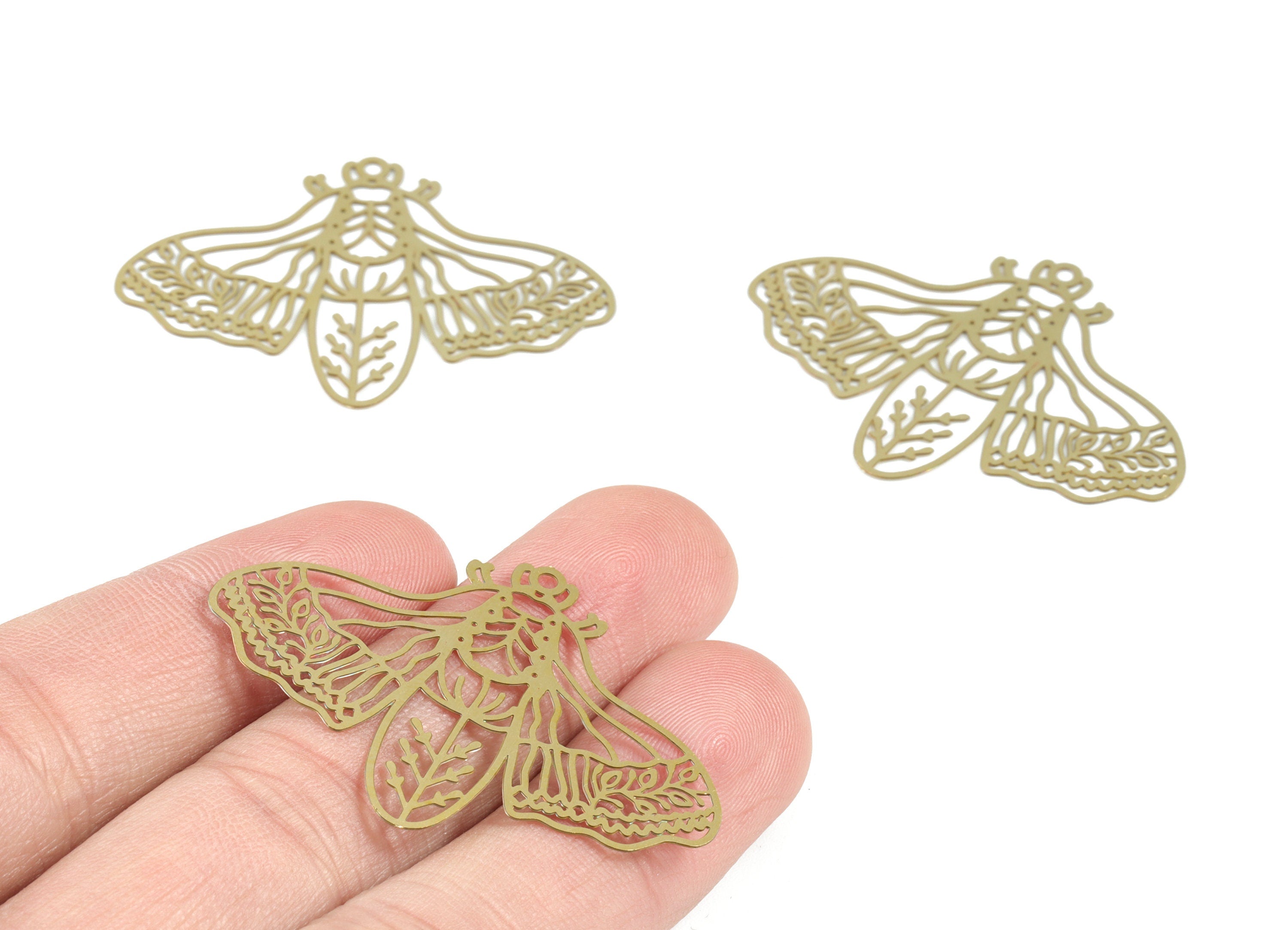 Brass Butterfly Earring Charms - Raw Brass Butterfly Pendant - Earring Findings - Jewelry Supplies - 44.46x31.82x0.28mm - JJB6525 - DOMEDBAZAAR