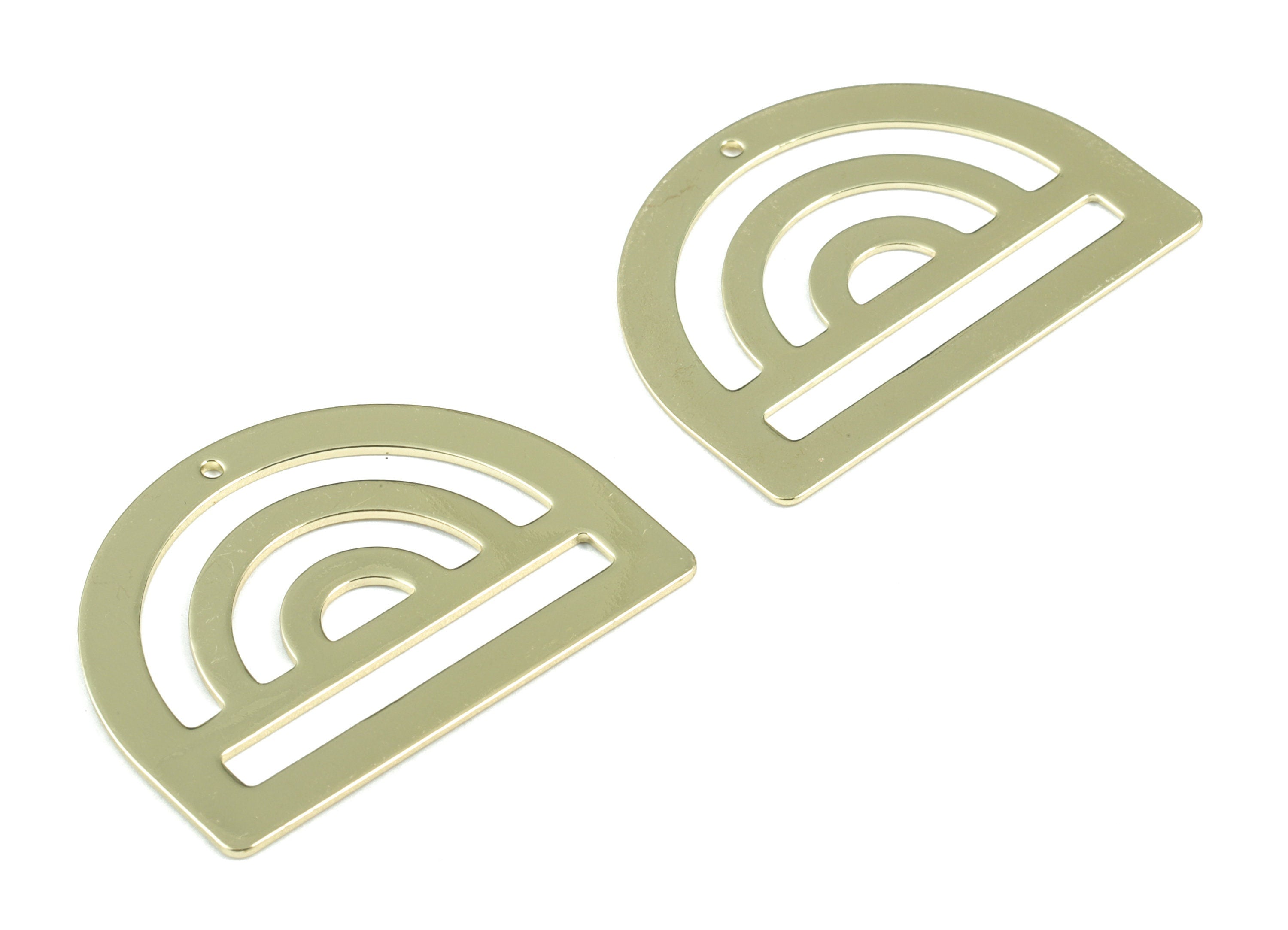 Brass Half Moon Earring Charm - Gold Semi Circle Geometric Charms For Tassel - Jewelry Supplies - 35.18x26.24x0.97mm - PPM1925G - DOMEDBAZAAR