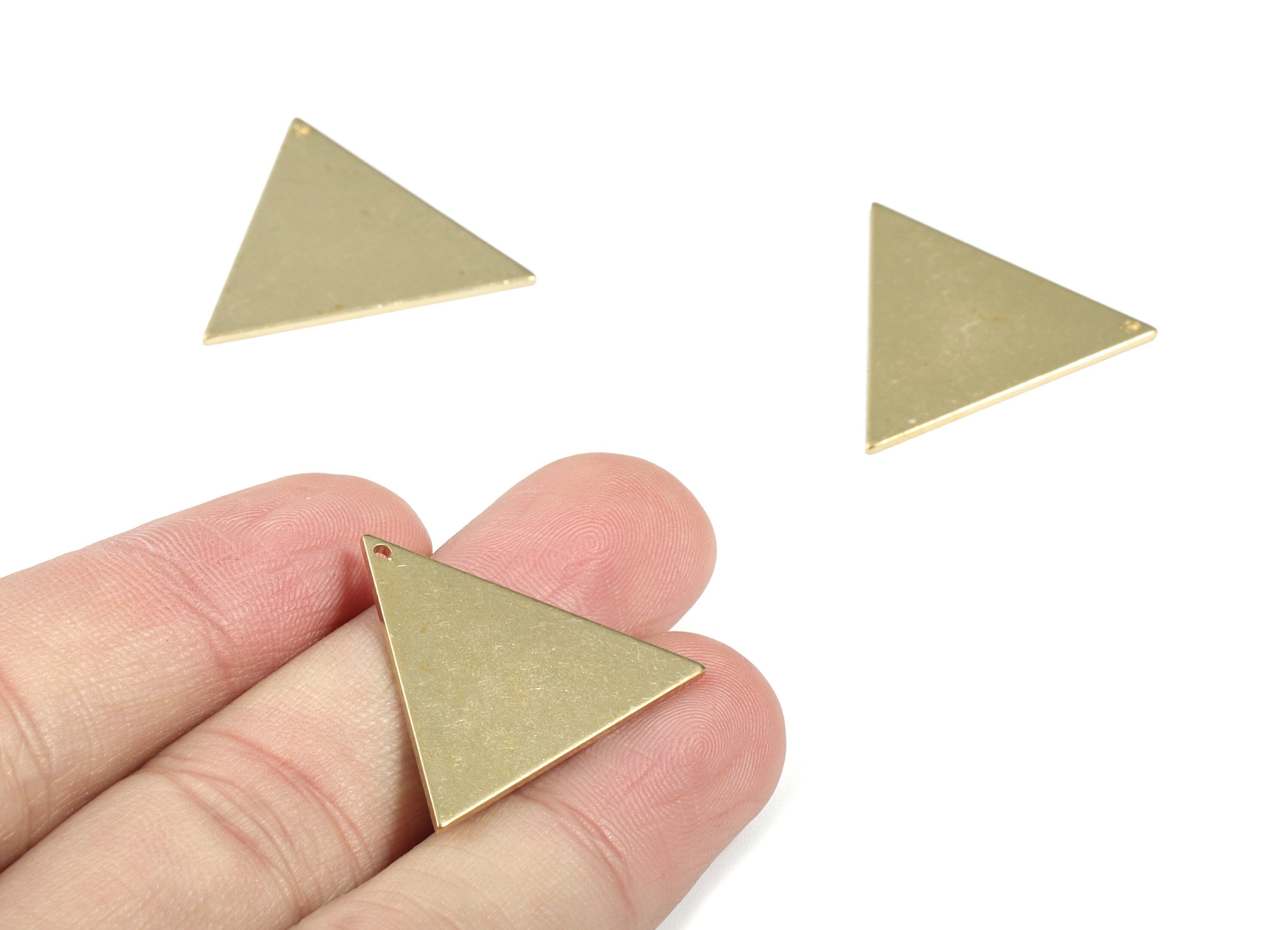 Brass Triangle Earring Charms - Raw Brass Triangle Pendant - Earring Findings - Jewelry Supplies - 28.14x23.63x1.02mm - PP3615 - DOMEDBAZAAR