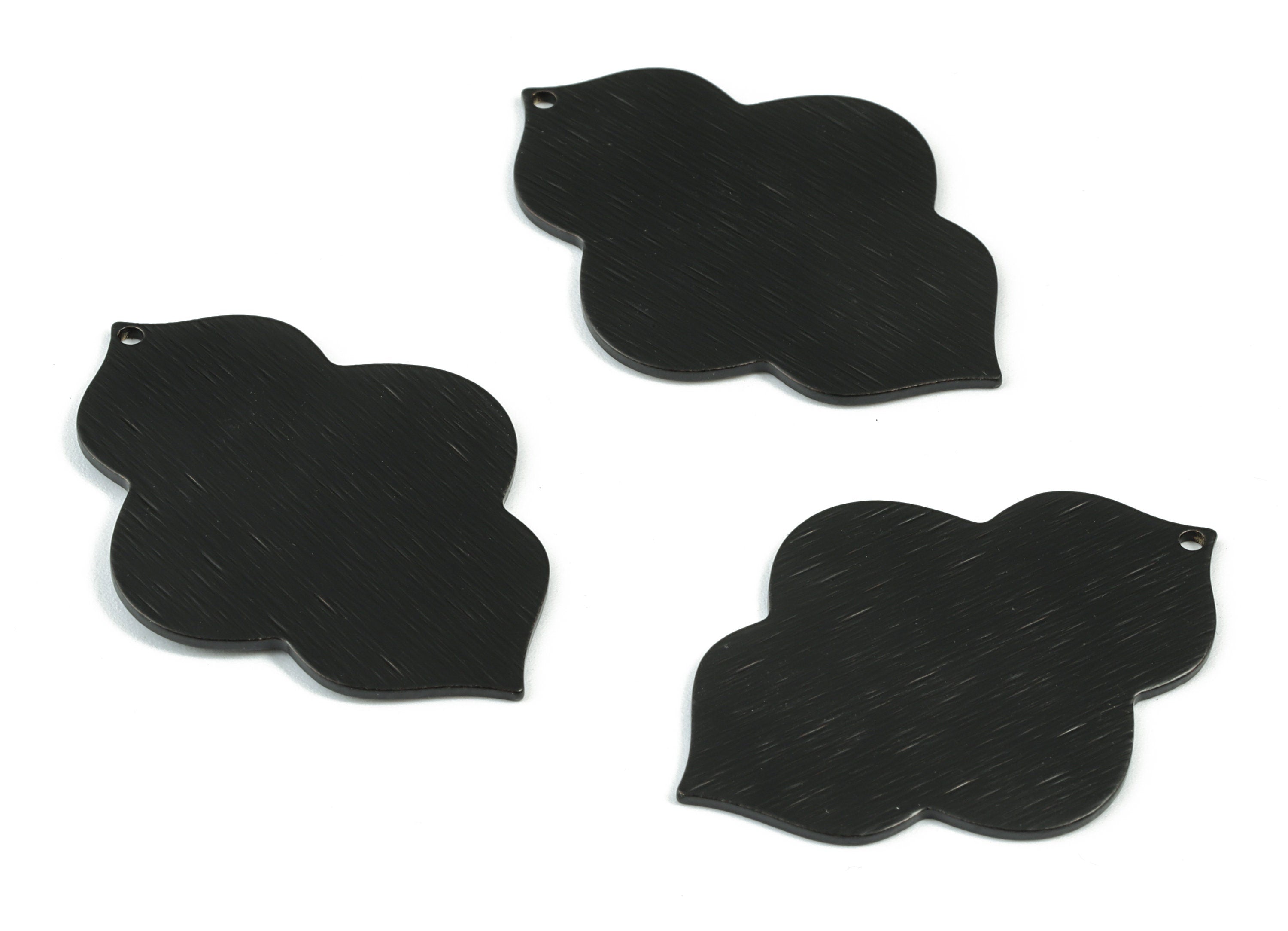 Black Geometric Charms - Matte Black Textured Geometric Brass Pendant - Earring Findings - Jewelry Supplies - 38.71x28.88x1.04mm - PP1837B - DOMEDBAZAAR