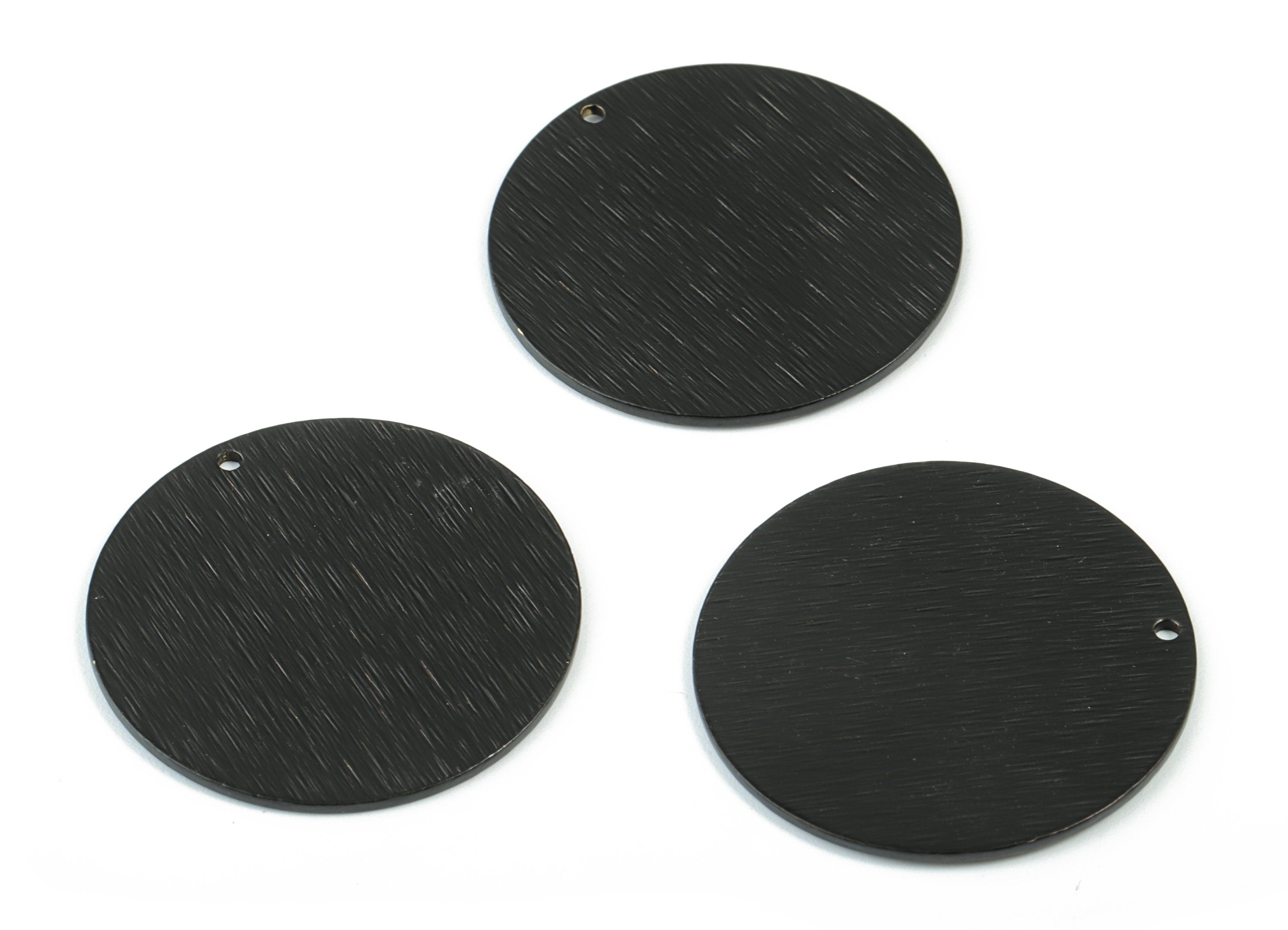 Black Round Charms - Matte Black Textured Circle Earring Charms - Earring Findings - Jewelry Supplies - 30.03x30.03x1.01mm - PP2064B - DOMEDBAZAAR