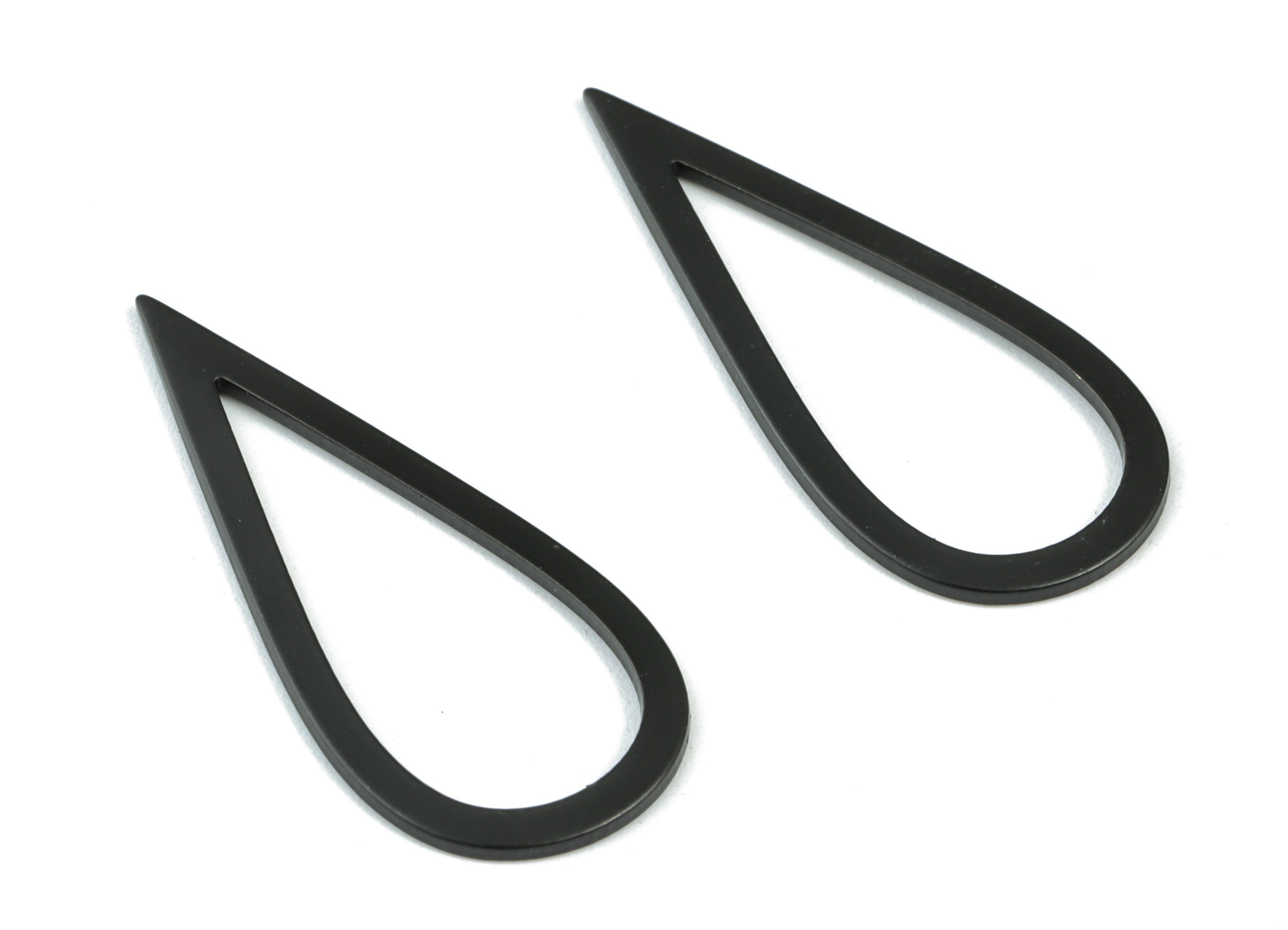 Black Drop Earring Charms - Matte Black Brass Drop Pendant - Earring Findings - Jewelry Supplies - 35.57x15.6x1.1mm - PP1932B - DOMEDBAZAAR