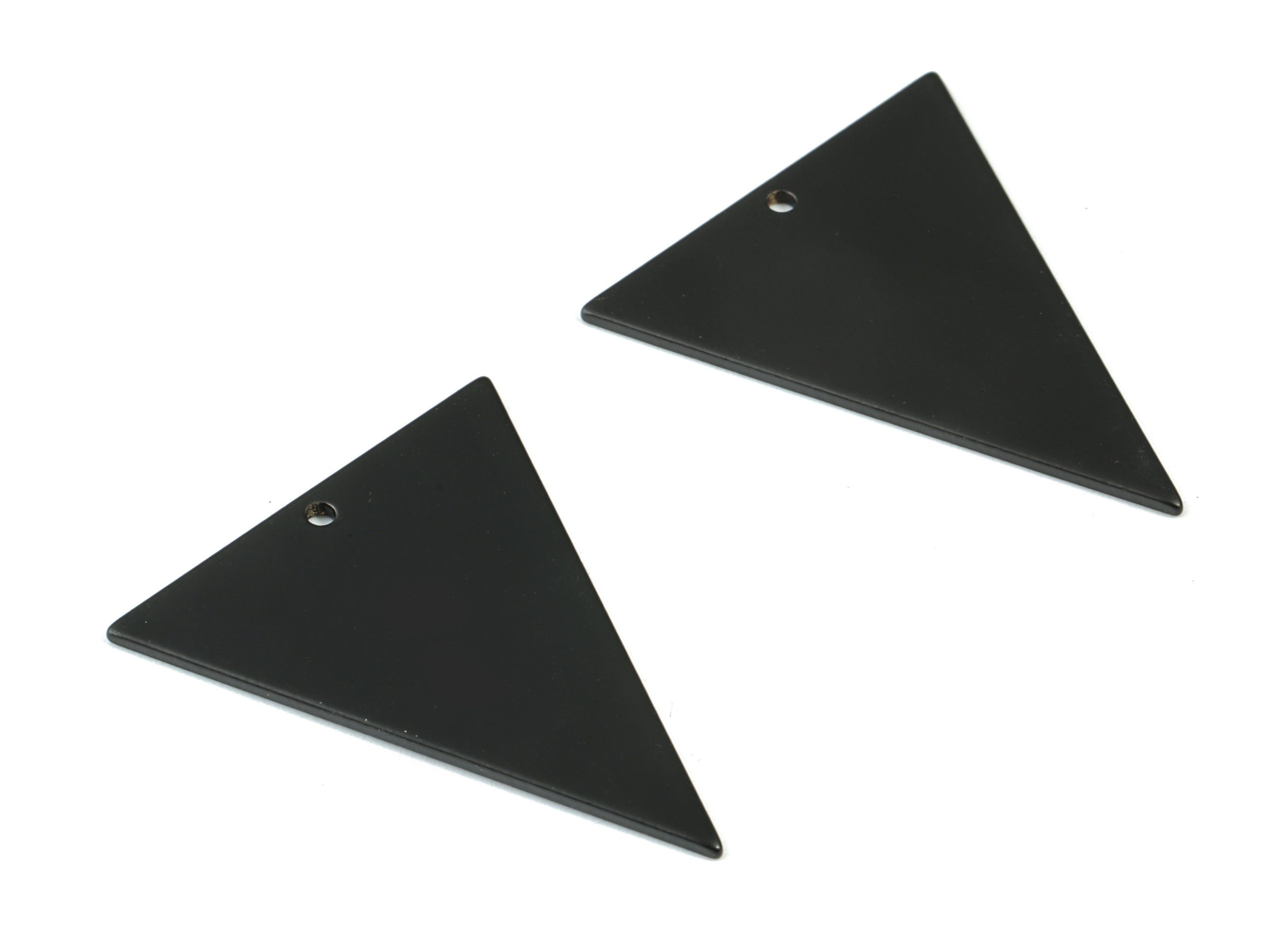 Personalized stamping blank - Black Triangles Pendant - Matte Black Brass Triangle Earring Charms - 31.68x26.78x1.04mm - PP2121B - DOMEDBAZAAR