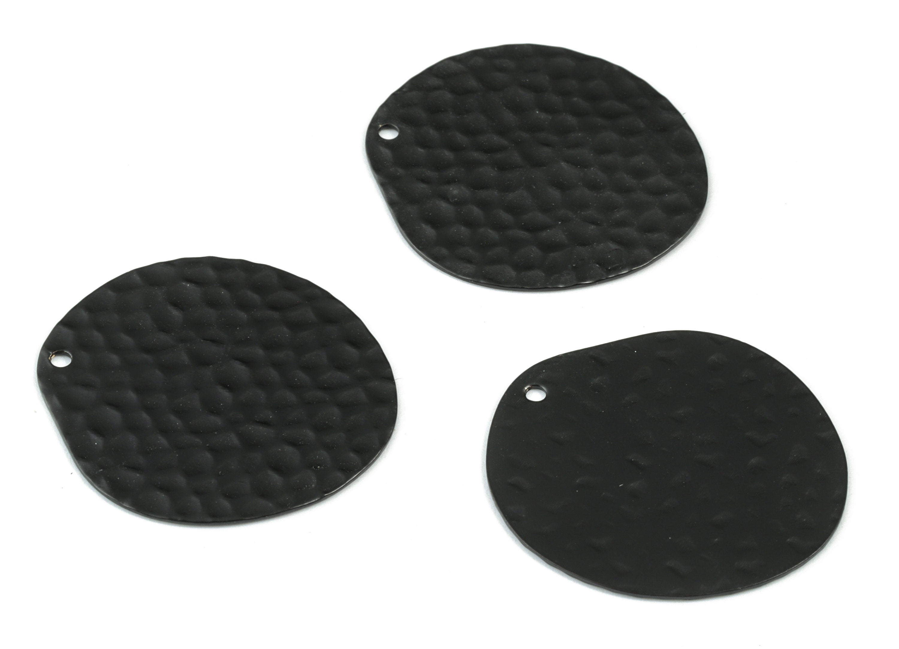 Black Hammered Round Charm - Matte Black Brass Hammered Circle Earring Charms - Jewelry Supplies - 29.1x27.95x0.64mm - PP2084B - DOMEDBAZAAR