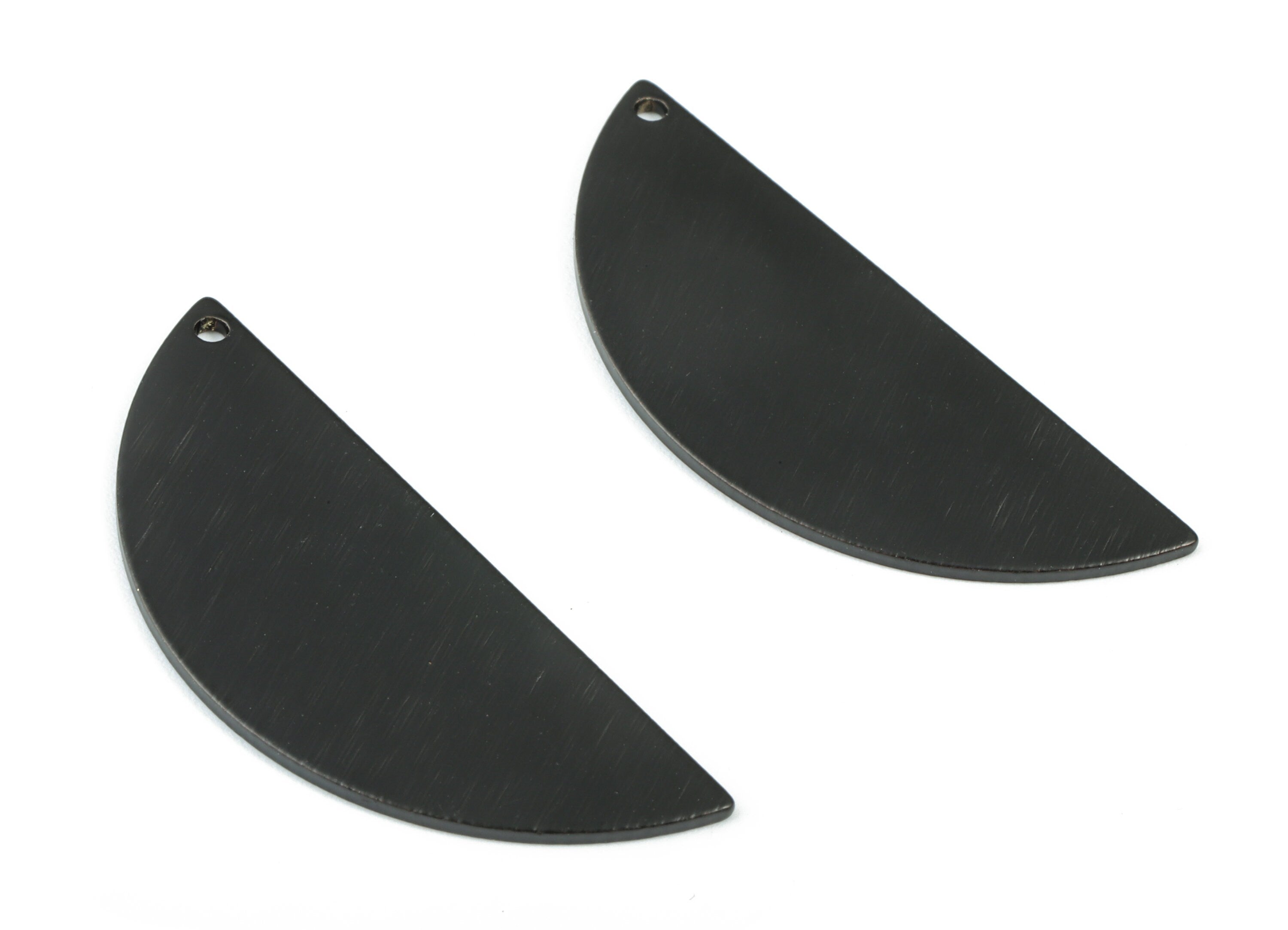 Black Semicircle Charms - Matte Black Brass Textured Half Moon Earring Charms - Jewelry Supplies - 39.18x15.46x1.04mm - PP2156B - DOMEDBAZAAR