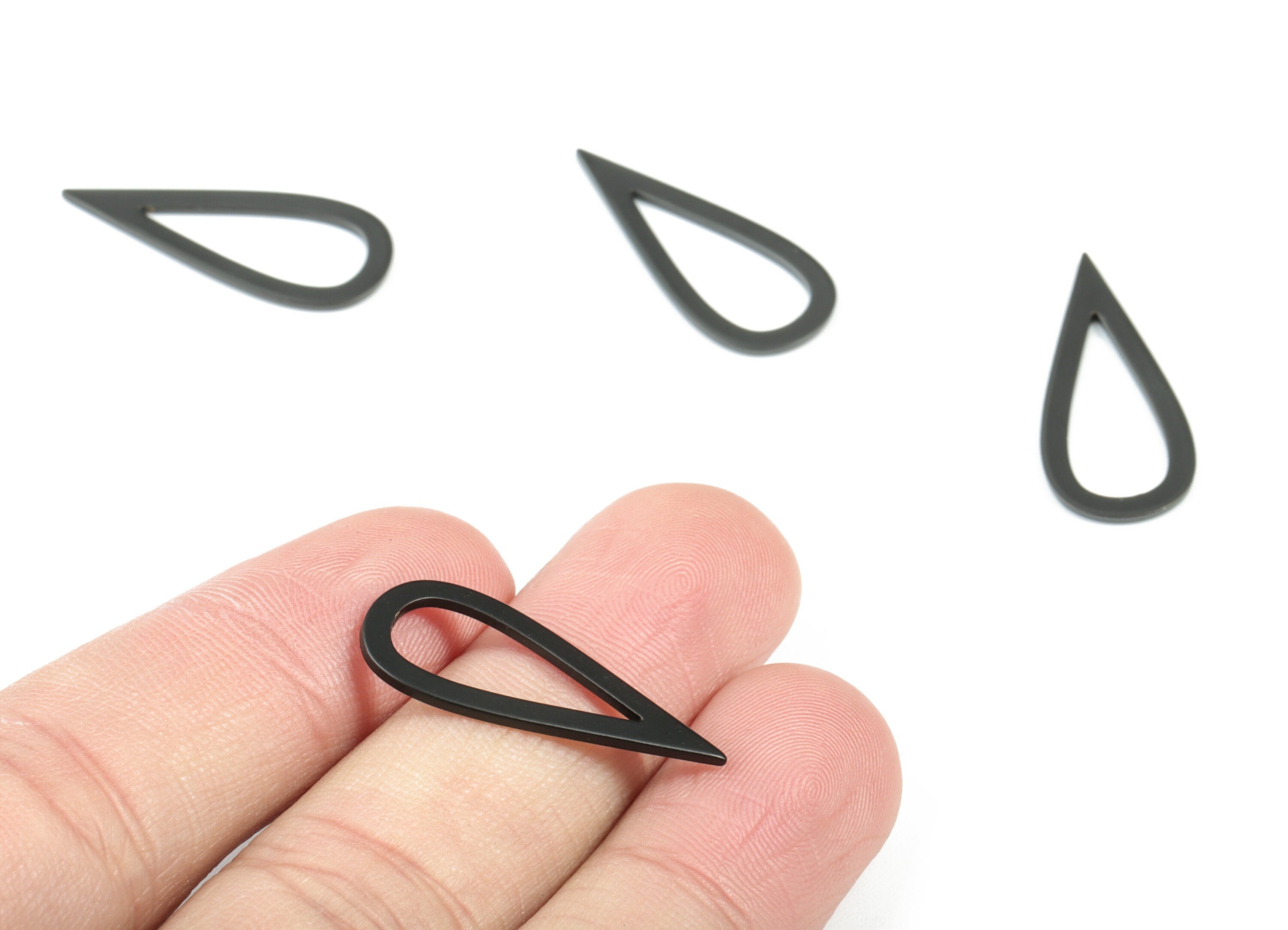 Black Drop Earring Charms - Matte Black Brass Drop Pendant - Earring Findings - Jewelry Supplies - 27.34x11.61x1.05mm - PP1933B - DOMEDBAZAAR