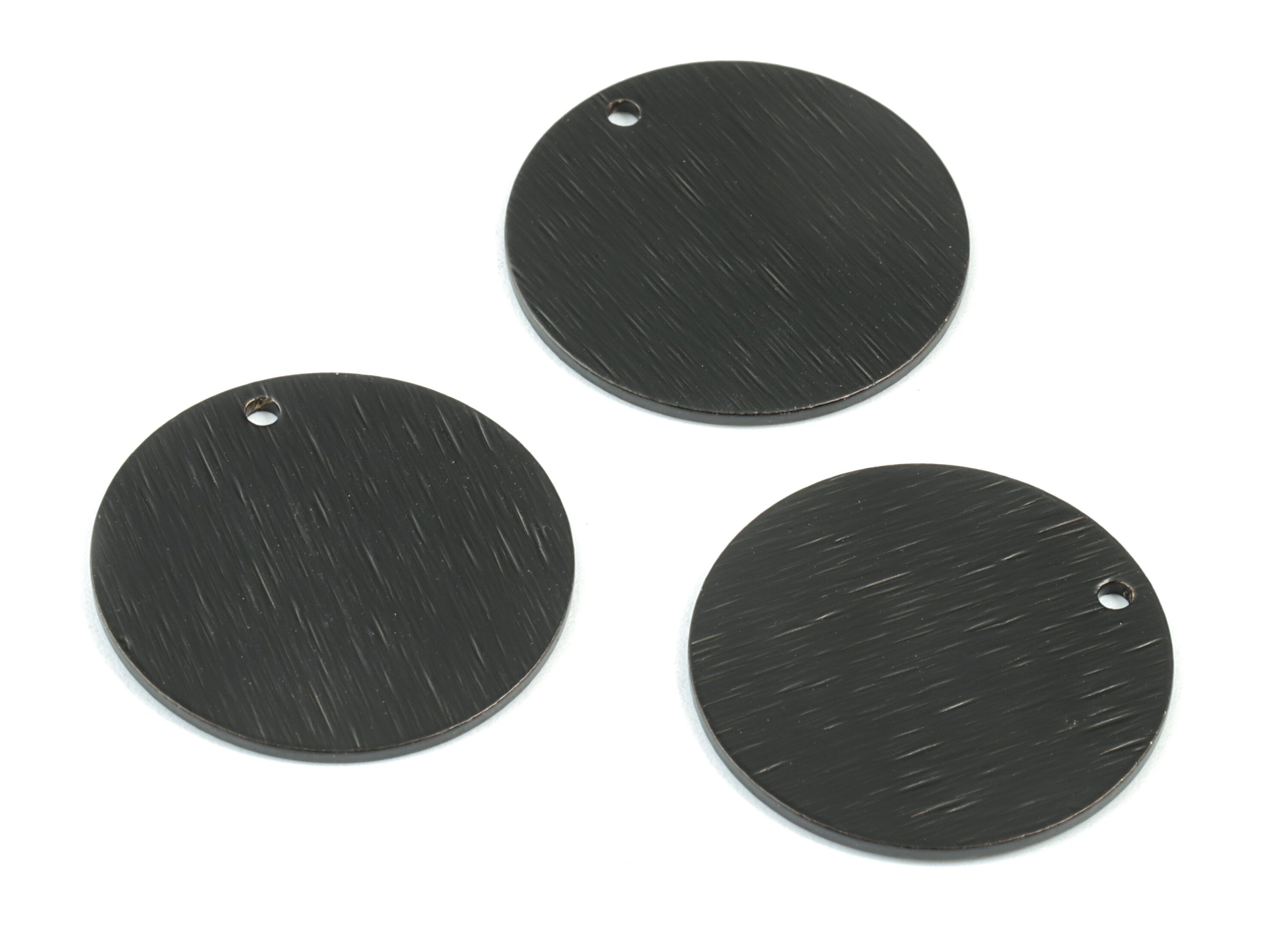 Black Round Charms - Matte Black Brass Textured Circle Earring Charms - Earring Findings - Jewelry Supplies - 20.99x20.99x0.98mm - PP1887B - DOMEDBAZAAR