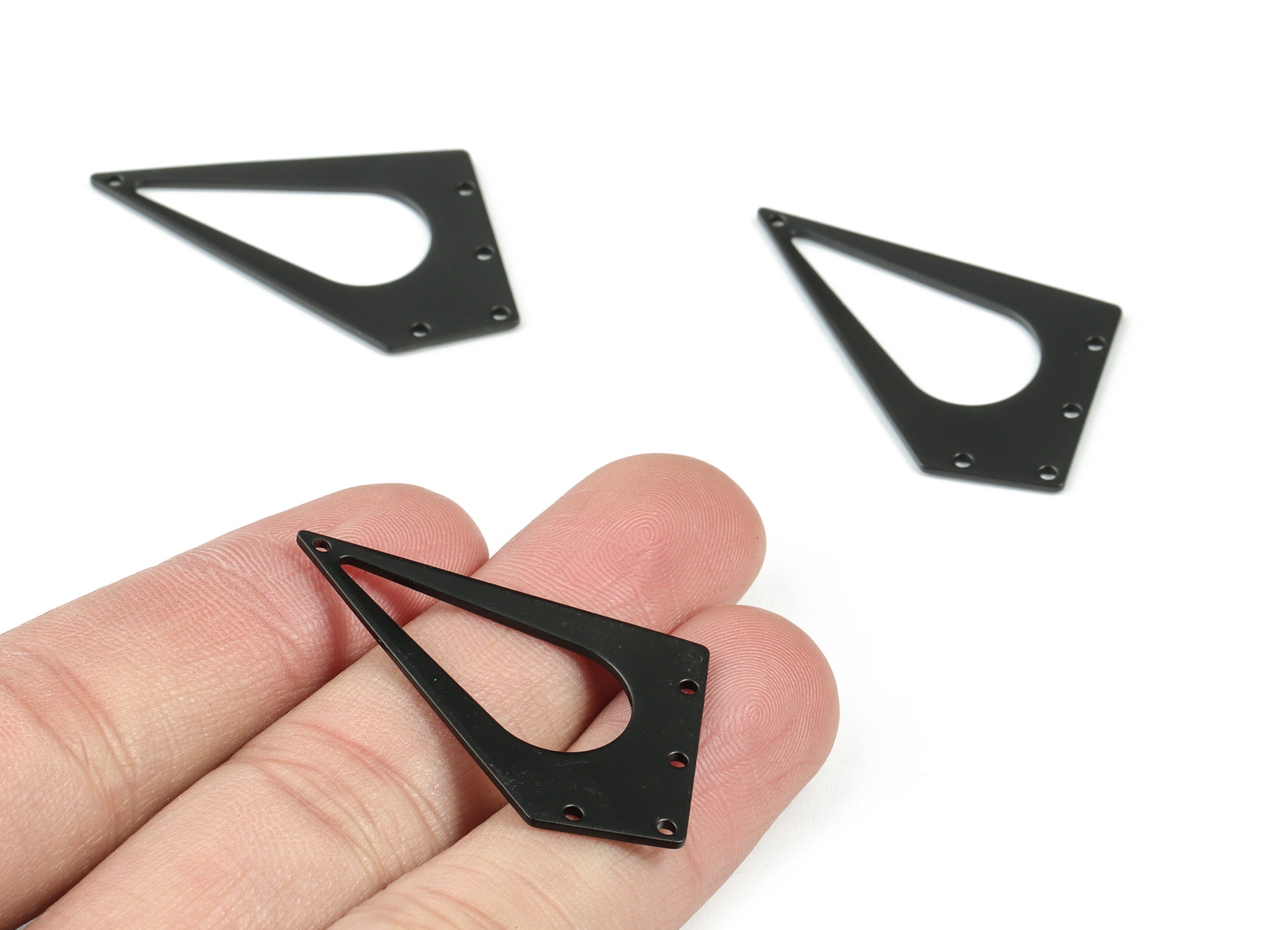 Black Diamond Connector - Matte Black Brass Drop Earring Charms - Earring Findings - Jewelry Supplies - 41.39x23.84x1.18mm - PP2080B - DOMEDBAZAAR