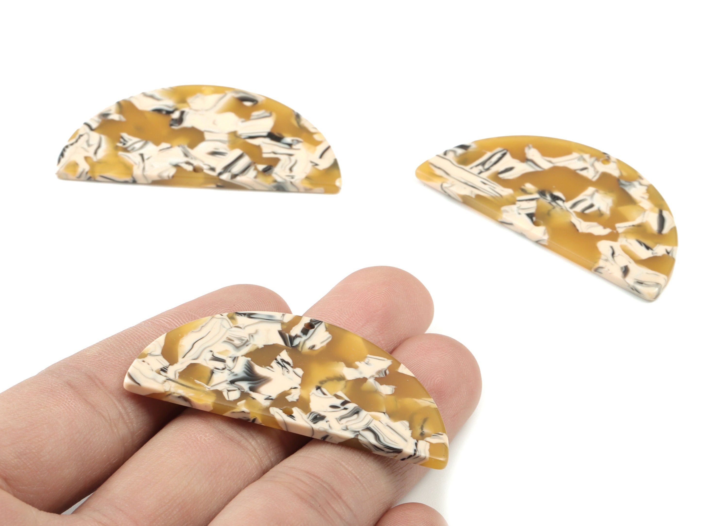 Acetate Semicircle Connectors Charms - 2 Holes - Half Moon Earrings - Earring Findings - Color Code:A14 - 50.49x25.18x2.6mm - AC1792-A14 - DOMEDBAZAAR