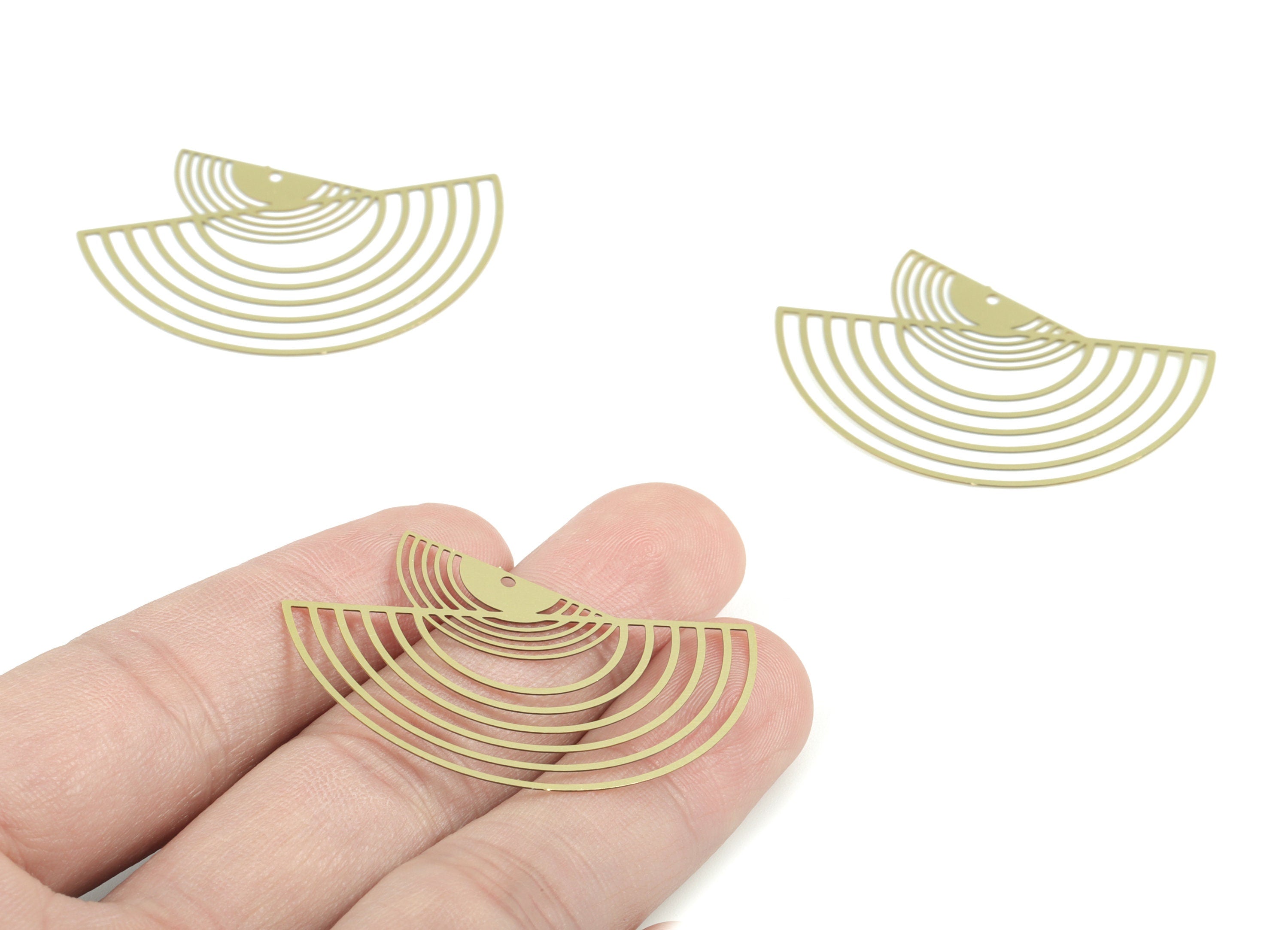 Semicircles Earring Charms - Raw Brass 2 half Moon Earrings - Jewelry Supplies - 44x34x0.3mm - JJB6412 - DOMEDBAZAAR