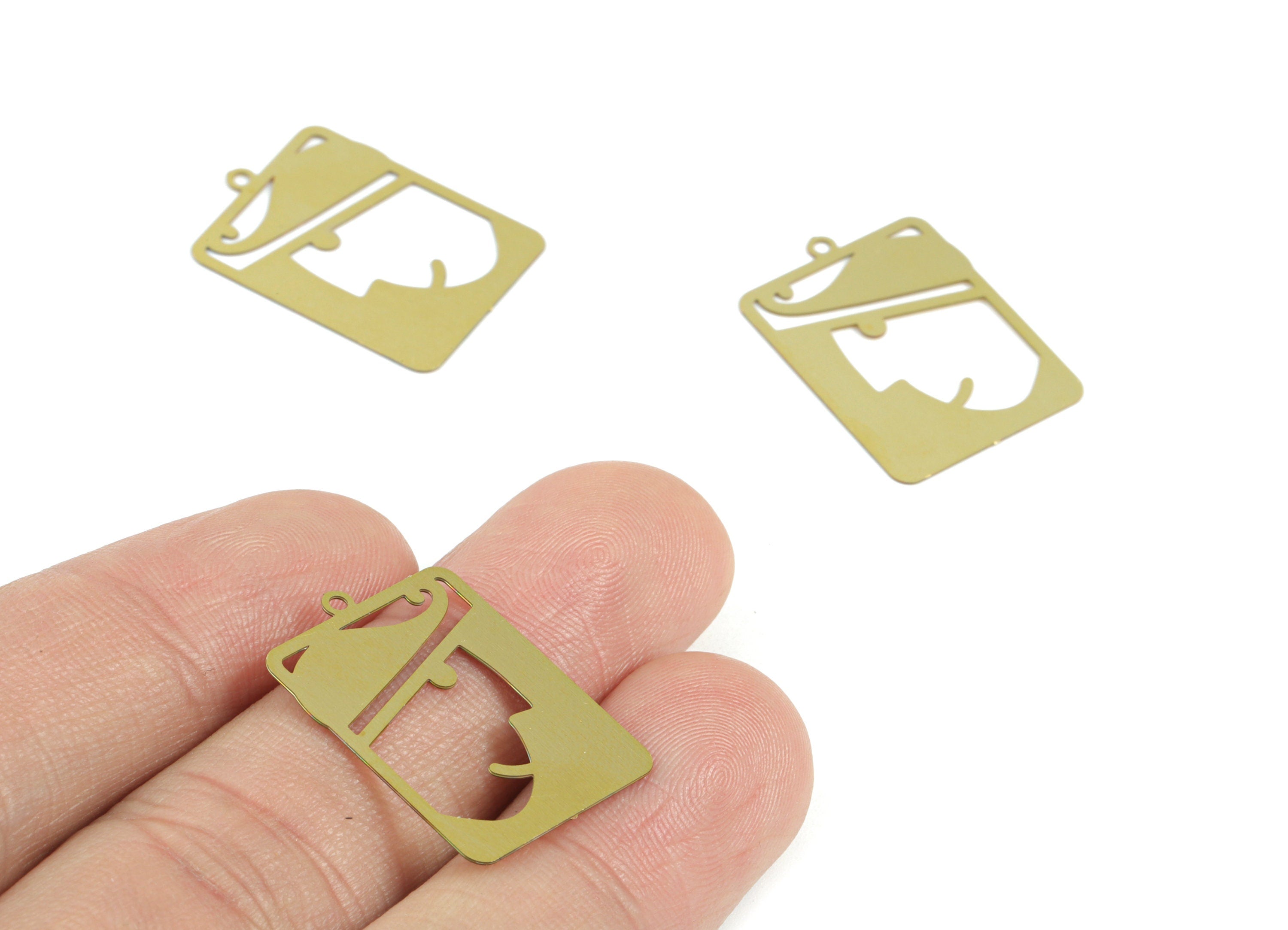Brass Childs Rectangle Earring Charms - Raw Brass boy Pendant - Earring Findings - Jewelry Supplies - 24.29x17.52x0.28mm - JJC11996 - DOMEDBAZAAR