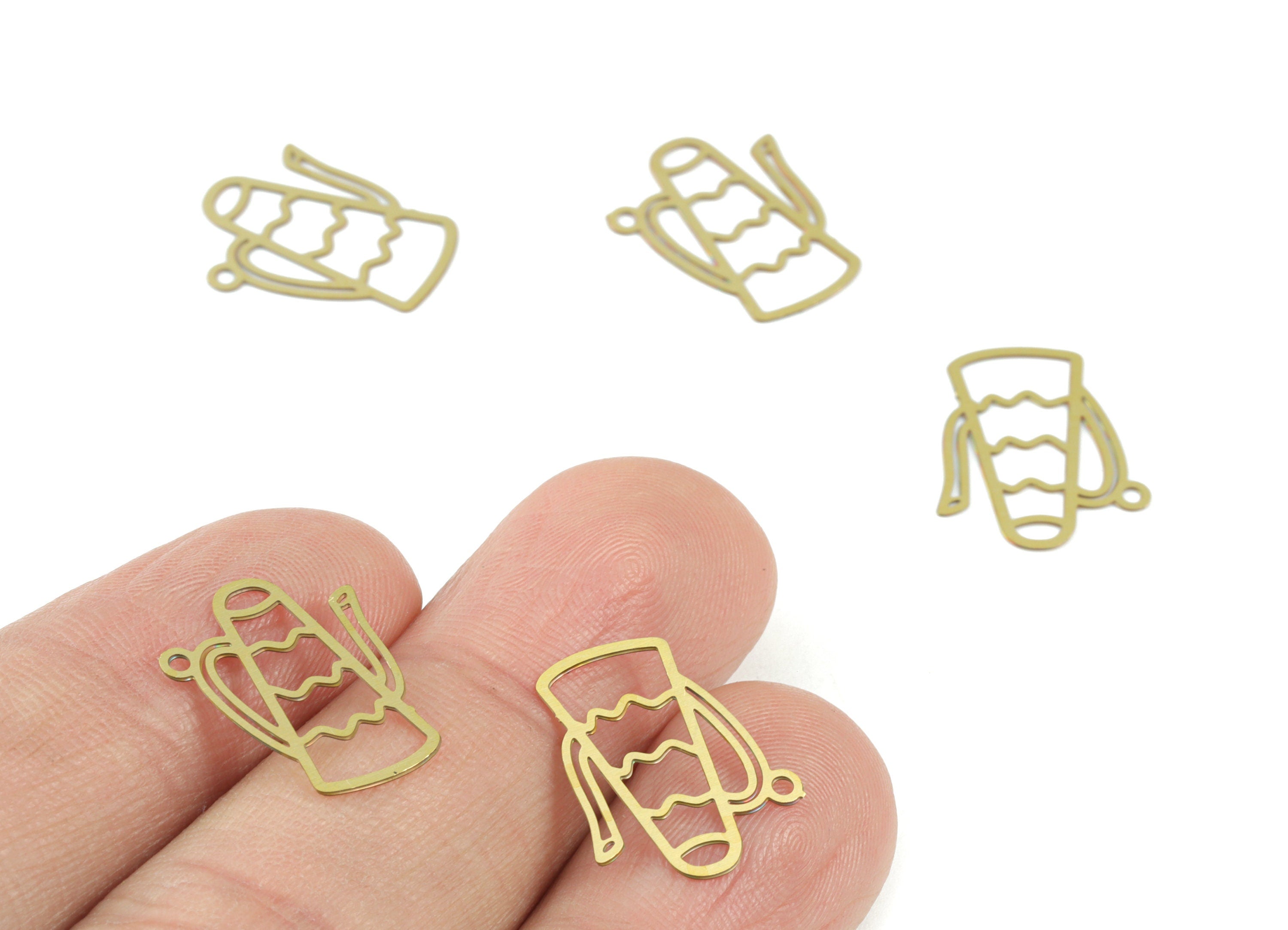 Brass Pitcher Earring Charms - Raw Brass Pither Earrings - Earring Findings - Jewelry Supplies - 16.63x13.18x0.28mm - JJC11990 - DOMEDBAZAAR
