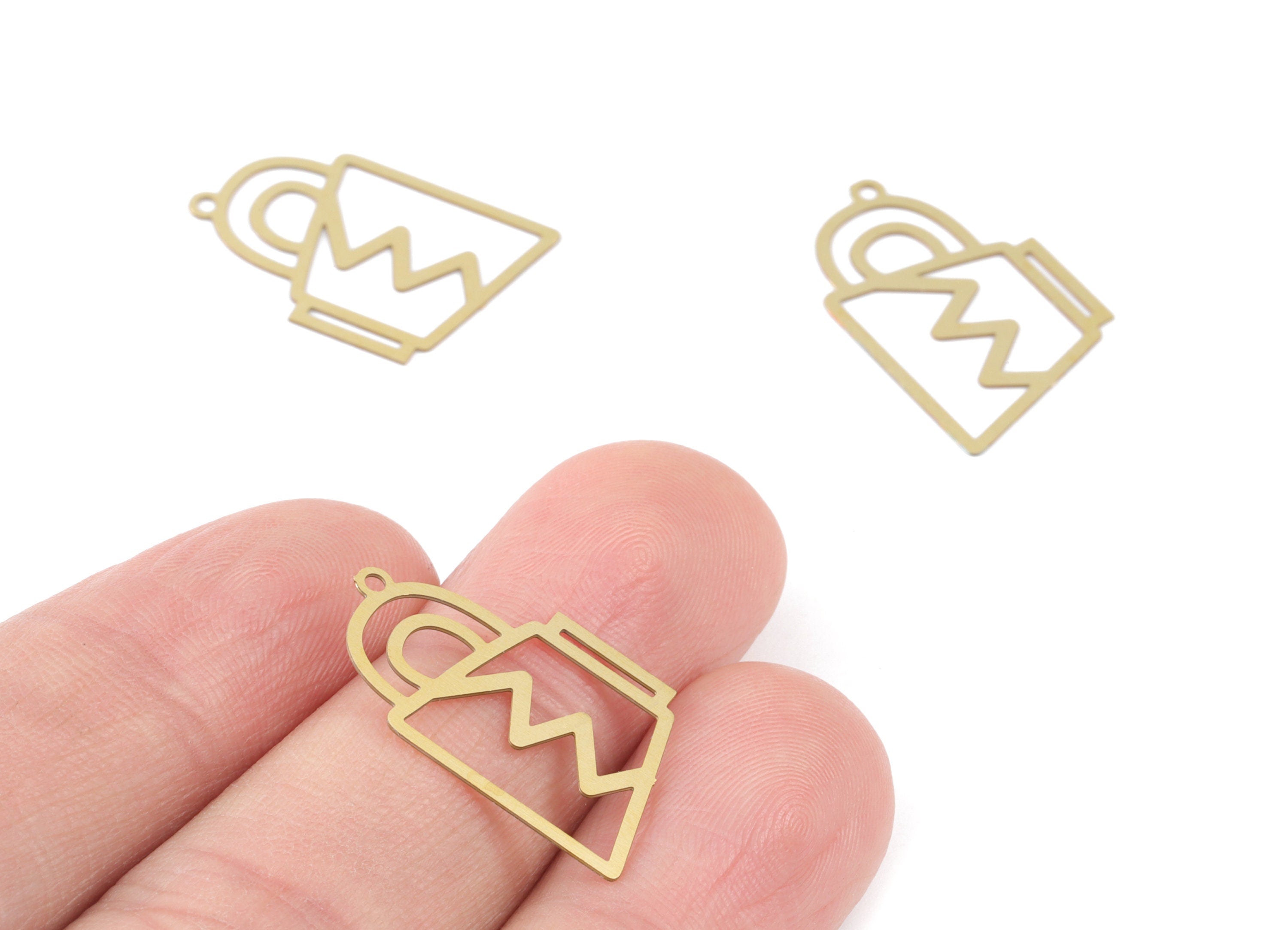 Brass Tea Cup Earring Charms - Raw Brass Cup Earrings - Earring Findings - Jewelry Supplies - 24.23x14.71x0.28mm - JJC12006 - DOMEDBAZAAR