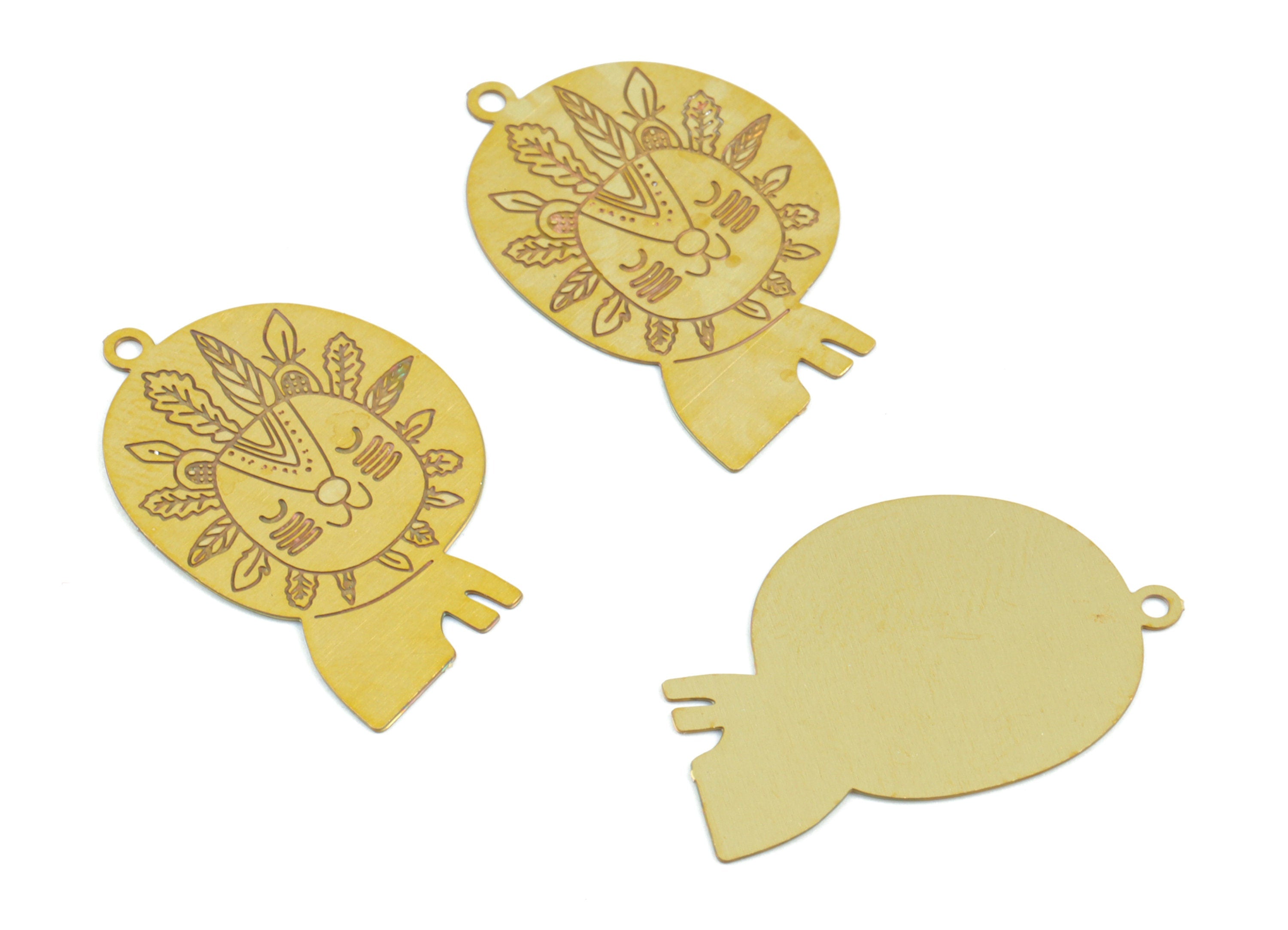 Brass Lion Earring Charms - Raw Brass Lion Earrings - Earring Findings - Jewelry Supplies - 23.33x16.17x0.29mm - JJC12001 - DOMEDBAZAAR