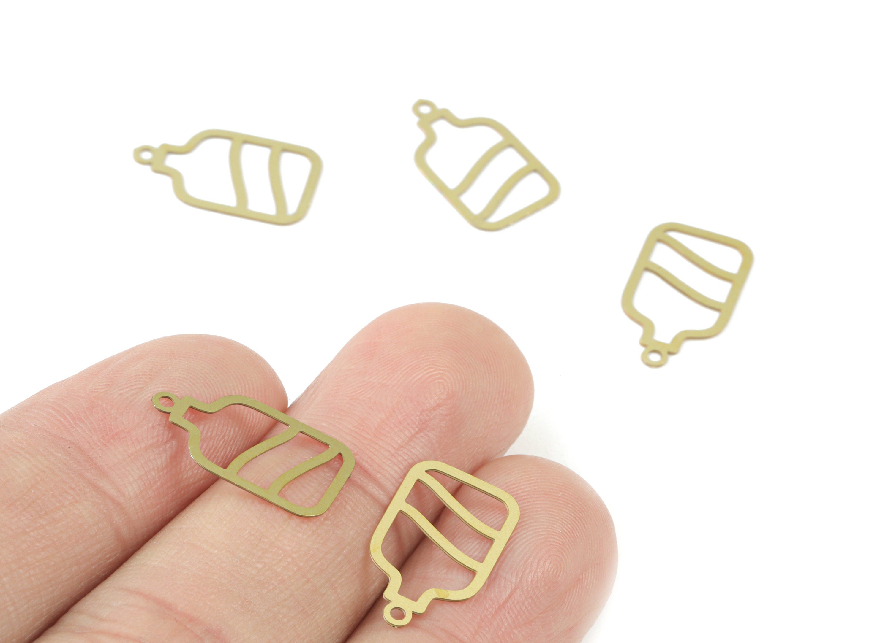 Brass Bottle Earring Charms - Raw Brass Bottle Pendant - Earring Findings - Jewelry Supplies - 17.33x10.02x0.28mm - JJC11980 - DOMEDBAZAAR