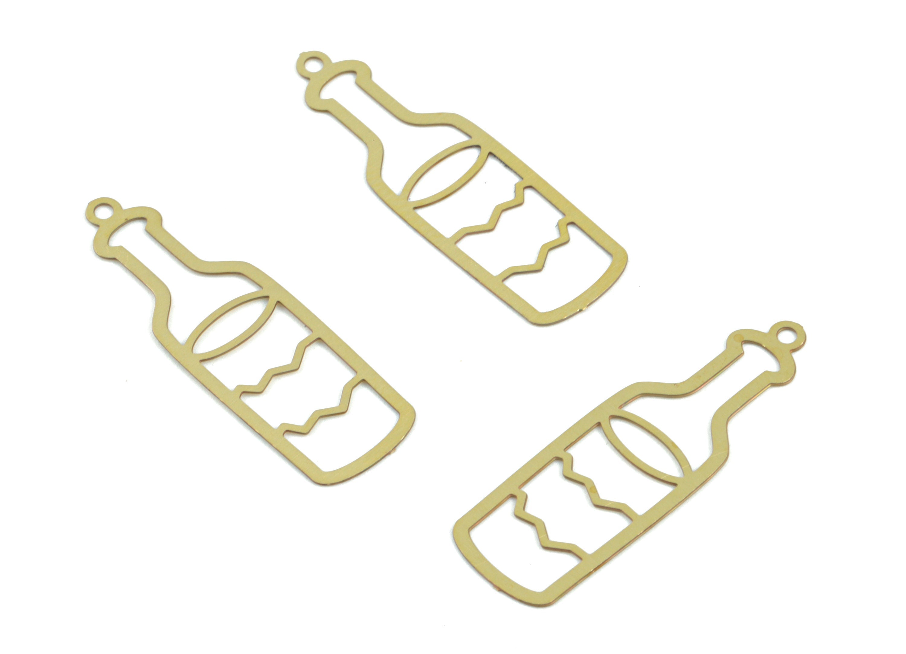 Brass Bottle Earring Charms - Raw Brass Bottle Pendant - Earring Findings - Jewelry Supplies - 27.35x8.7x0.28mm - JJC11982 - DOMEDBAZAAR