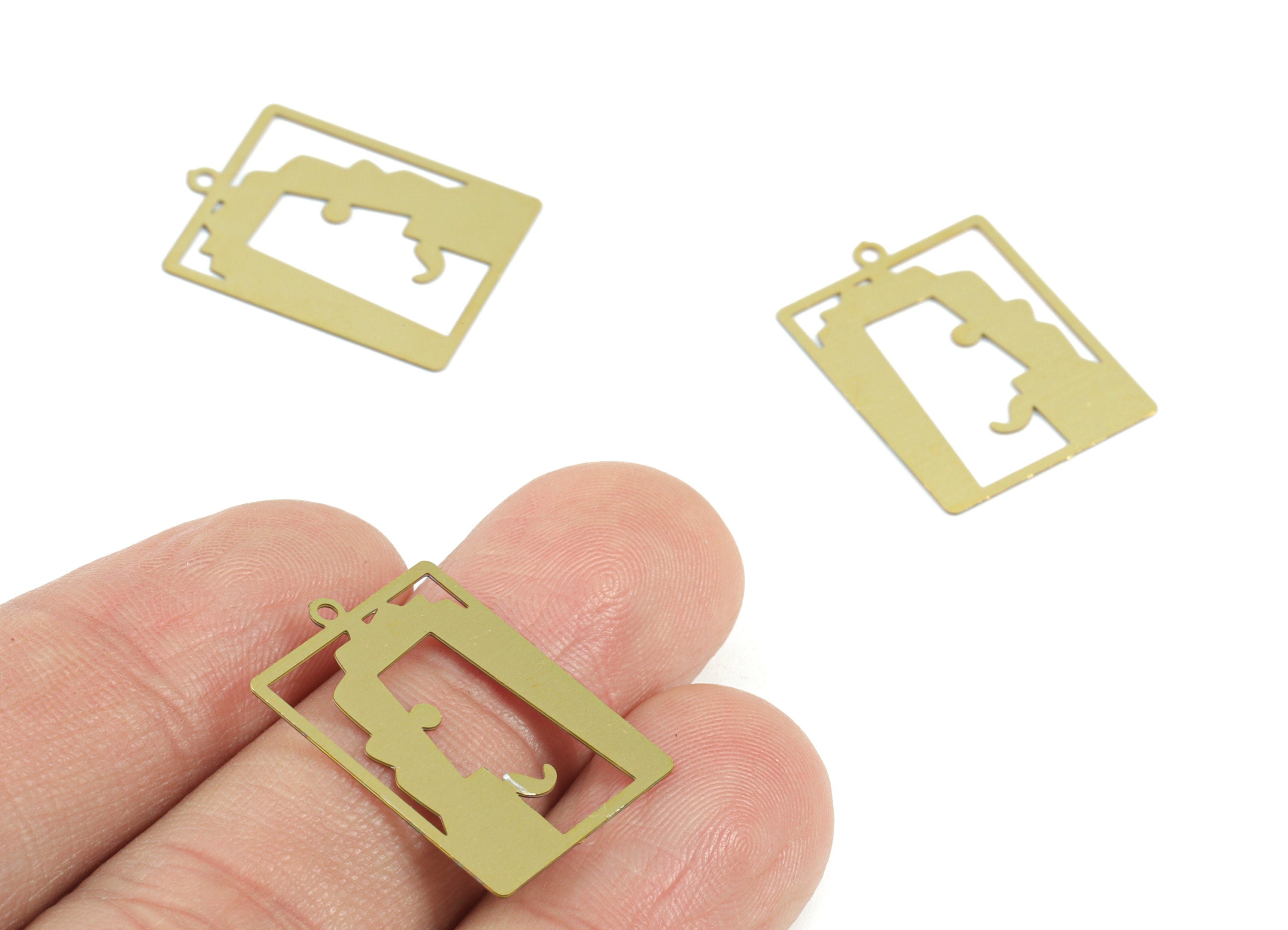 Brass Man Mustache Earring Charms - Raw Brass Mustache Men Pendant - Earring Findings - Jewelry Supplies - 22.93x17.16x0.28mm - JJC11997 - DOMEDBAZAAR