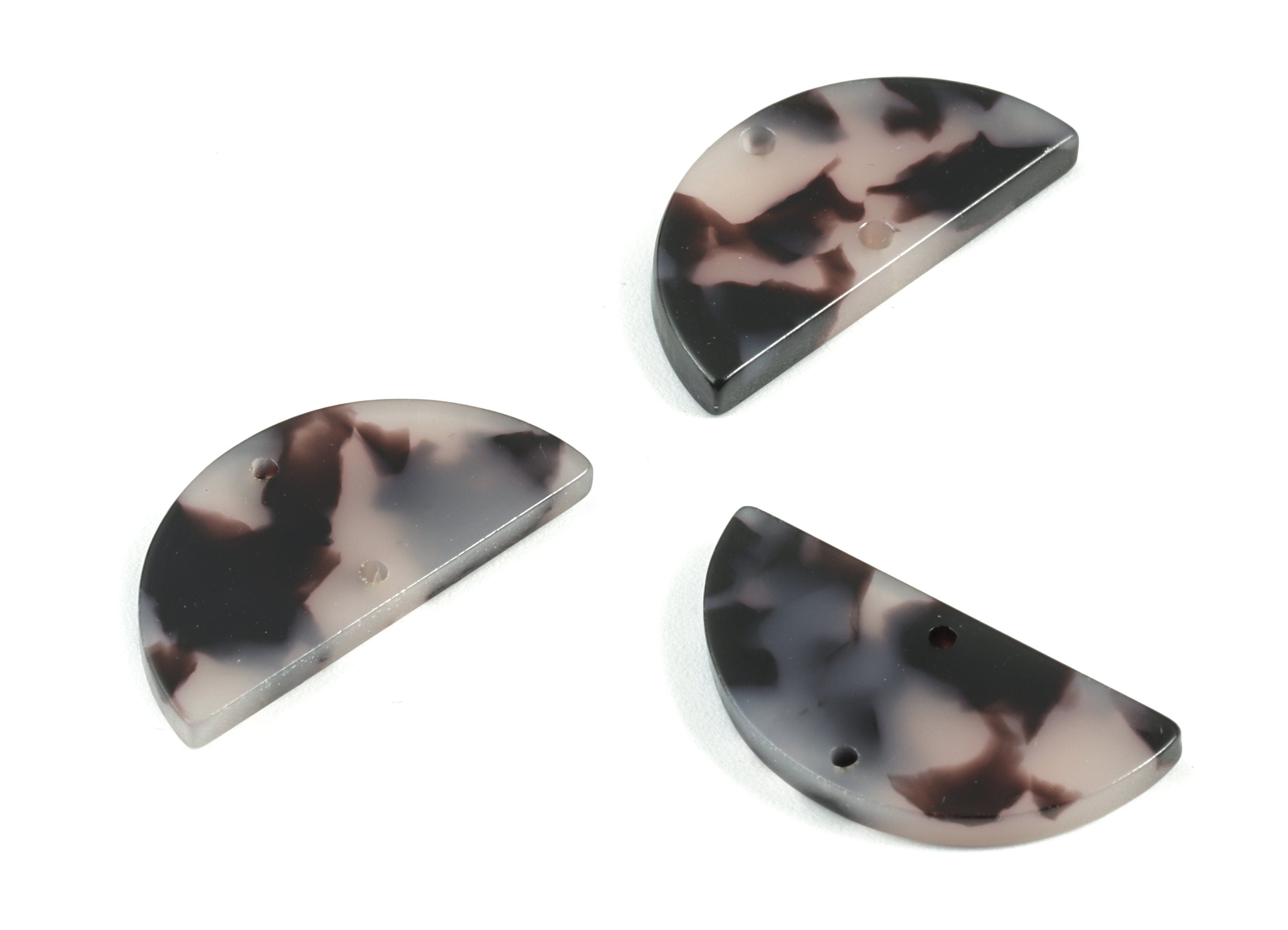 Acetate Semicircle Earring Connector - Half Moon Blonde Tortoise Shell Earrings - 2 Holes - Color Code: A06 - 23.33x11.7x2.7mm - AC2060-A06 - DOMEDBAZAAR