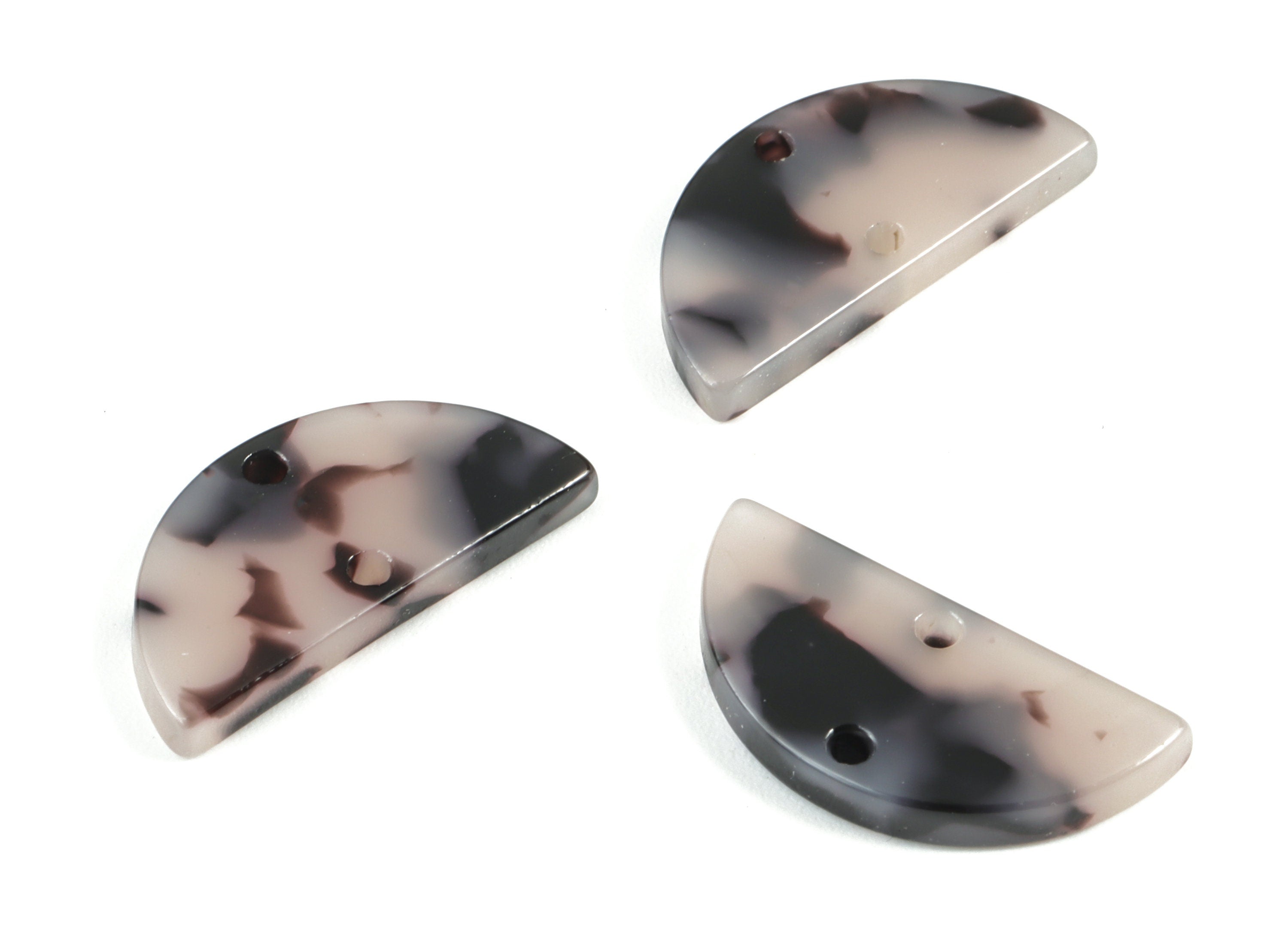 Acetate Semicircle Earring Connector - Half Moon Blonde Tortoise Shell Earrings - 2 Holes - Color Code: A06 - 21.2x10.4x2.4mm - AC2059-A06 - DOMEDBAZAAR