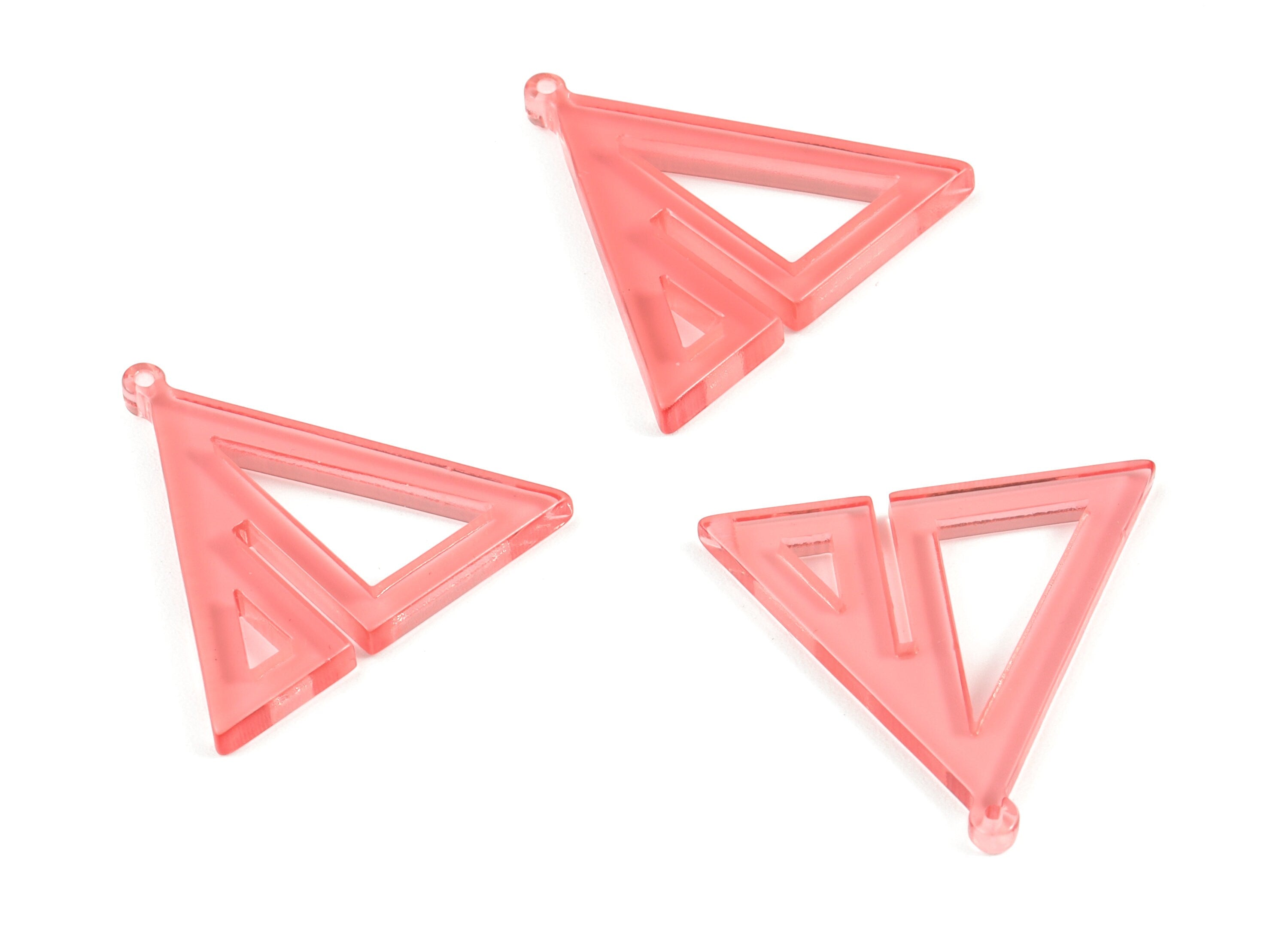 Acrylic Triangle Earring Charms - Red Triangles Pendant - Jewelry Supplies - Color Code:A465 - 29.57x30.99x2.59mm - AC2085-A465 - DOMEDBAZAAR