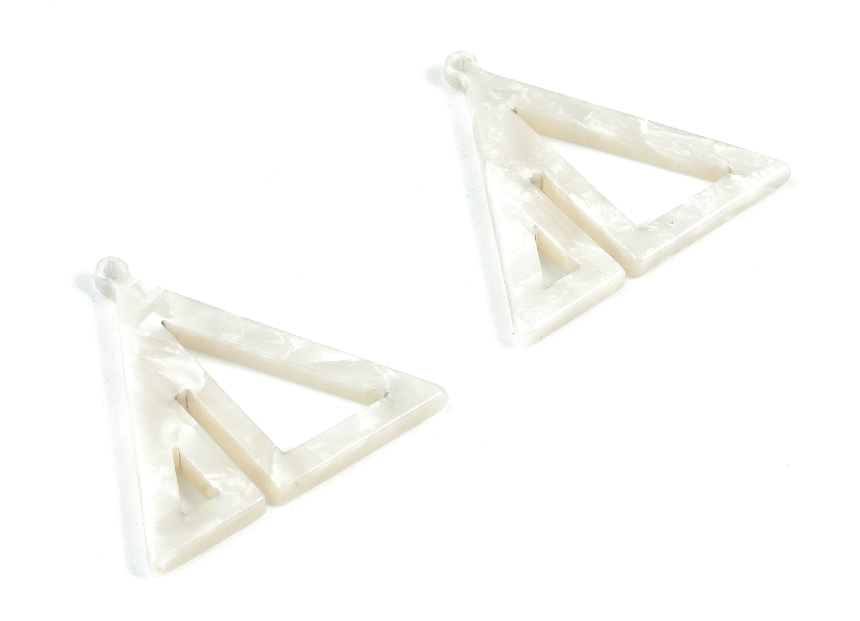 Acrylic Triangle Earring Charms - Ivory Triangles Pendant - Jewelry Supplies - Color Code:A12 - 29.49x30.33x2.48mm - AC2085-A12 - DOMEDBAZAAR