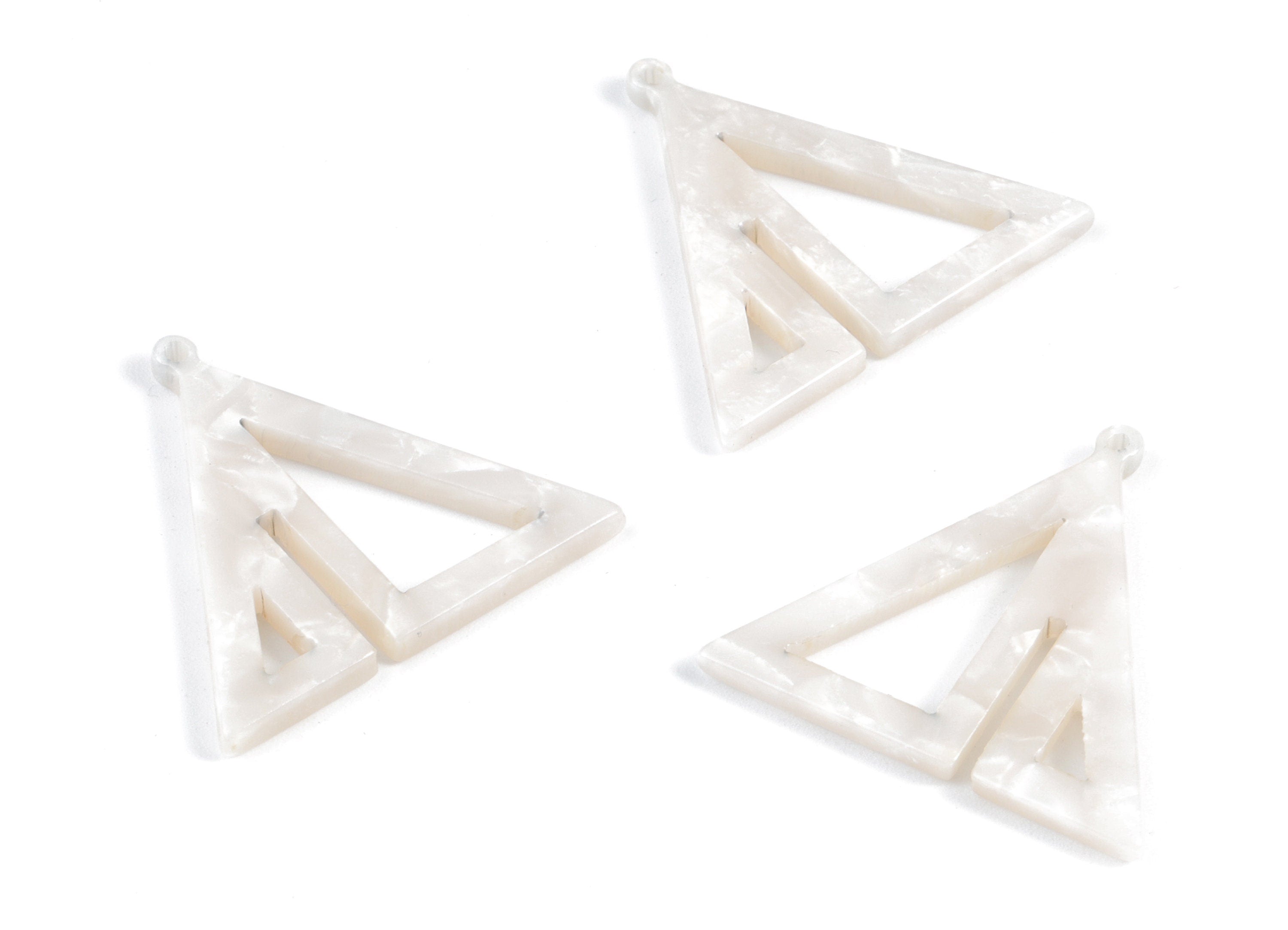 Acrylic Triangle Earring Charms - Ivory Triangles Pendant - Jewelry Supplies - Color Code:A12 - 29.49x30.33x2.48mm - AC2085-A12 - DOMEDBAZAAR