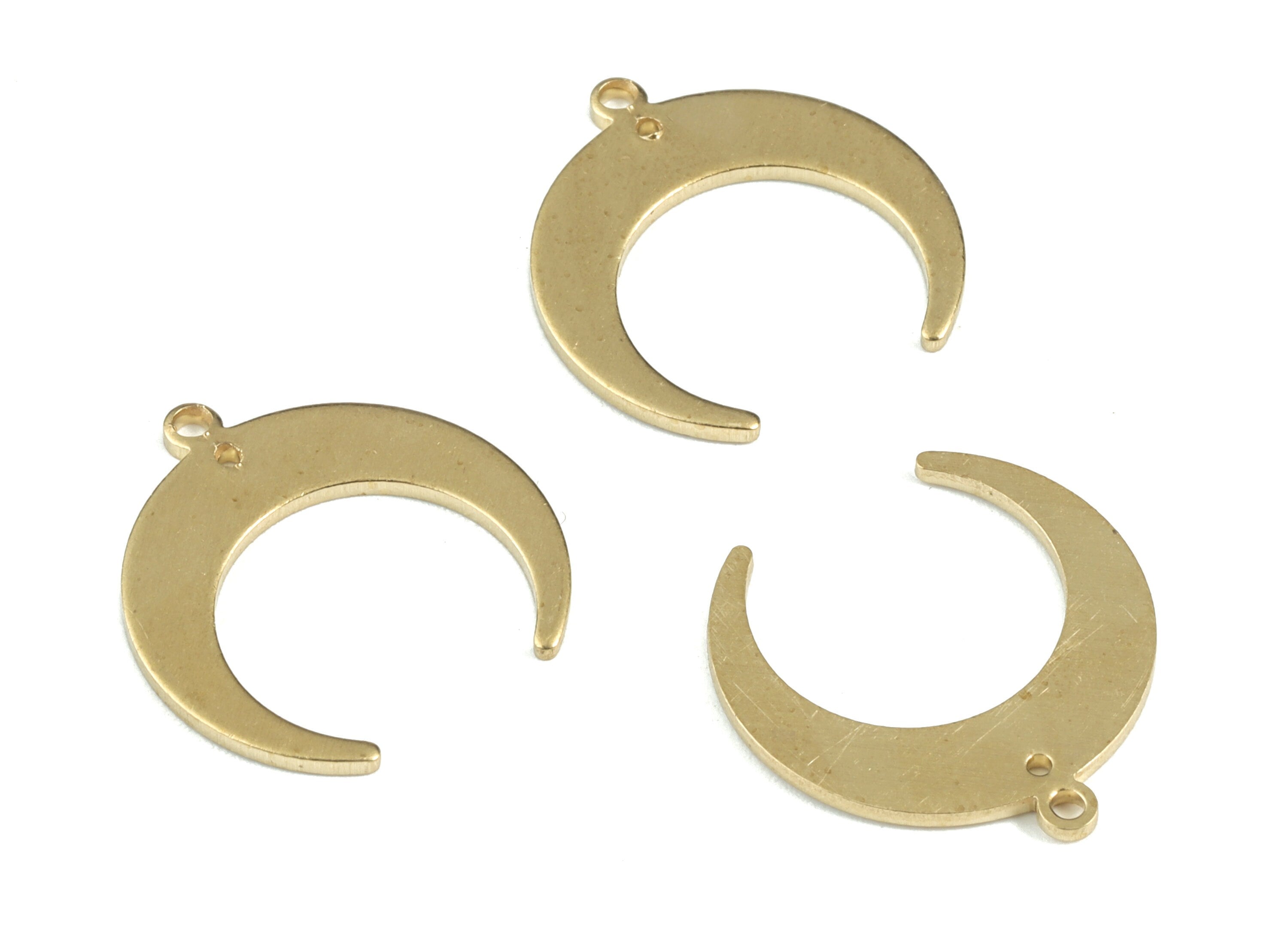 Brass Crescent Earring Connector - Raw Brass Crescent Earring Charms - Earring Findings - Jewelry Supplies - 18.4x17.4x1mm - PP3613 - DOMEDBAZAAR