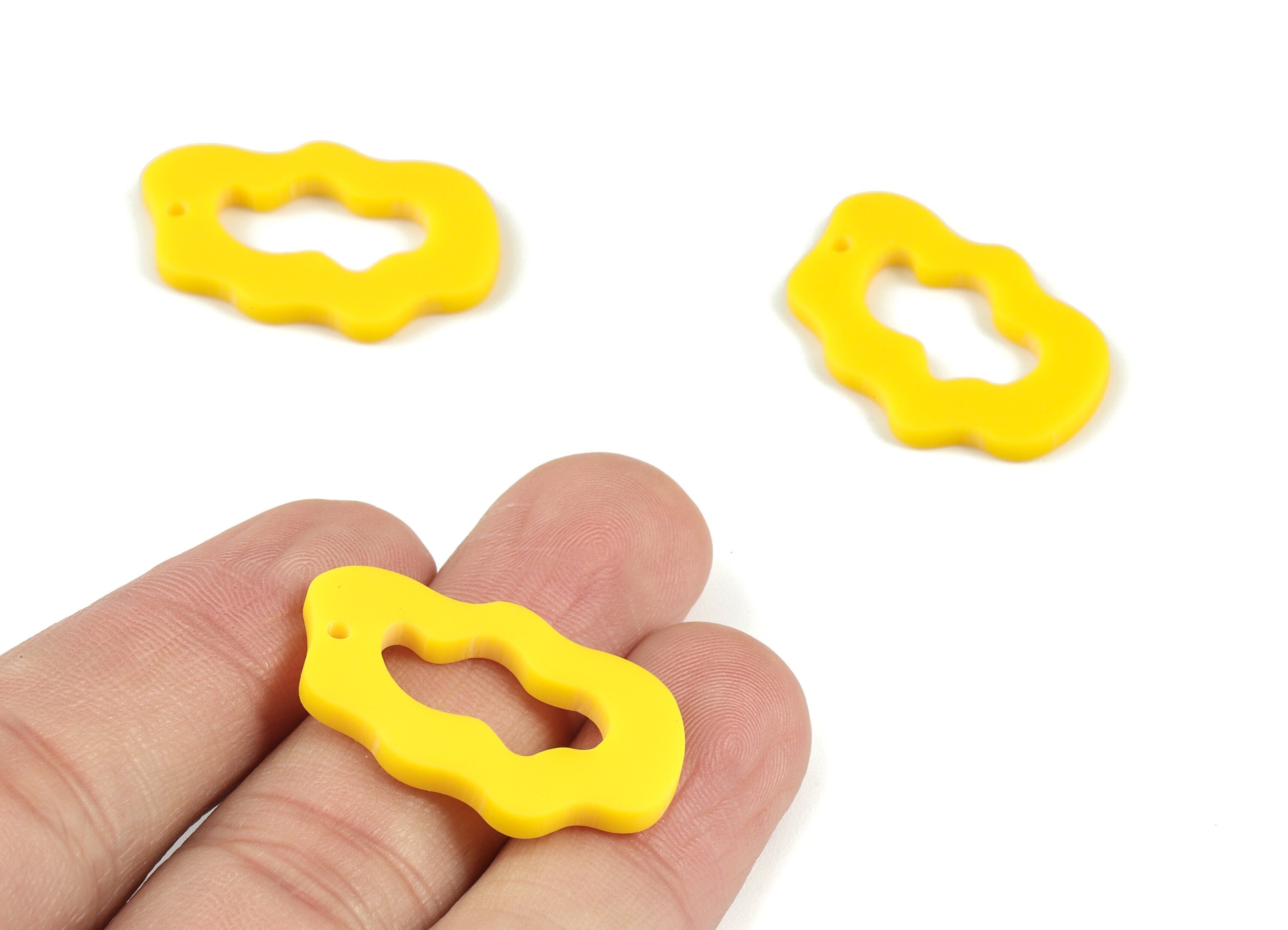 Acrylic Cloud Earring Charms - Yellow Cloud Pendant - Earring Findings - Jewelry Supplies - Color Code:A499 - 29.46x18.66x2mm - AC2116-A499 - DOMEDBAZAAR