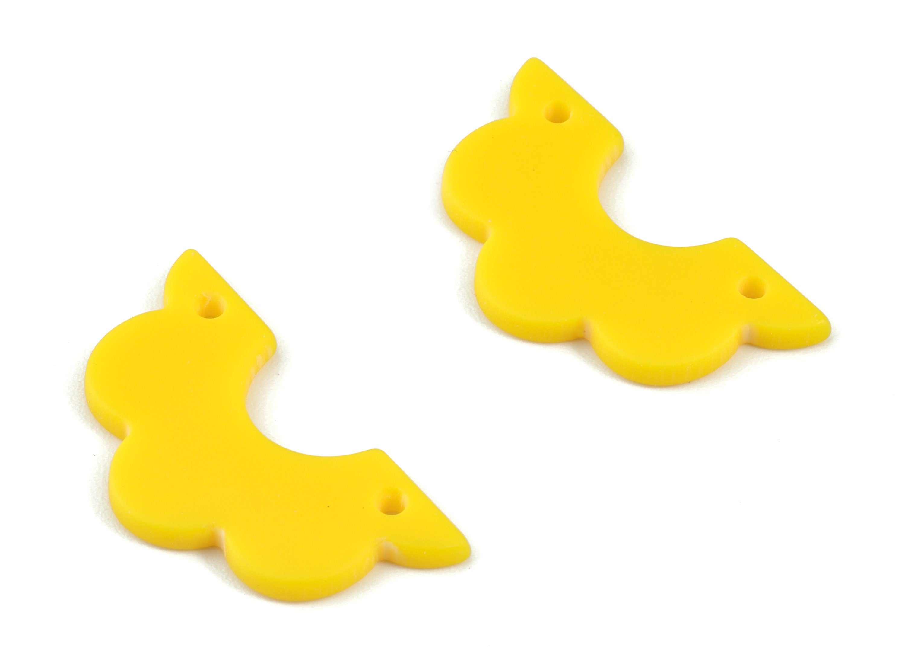 Acrylic Half Flower Earring Connector - Yellow Acrylic Flower Earrings - Jewelry Supplies - Color Code:A499 - 29.4x15.8x2.15mm - AC2124-A499 - DOMEDBAZAAR