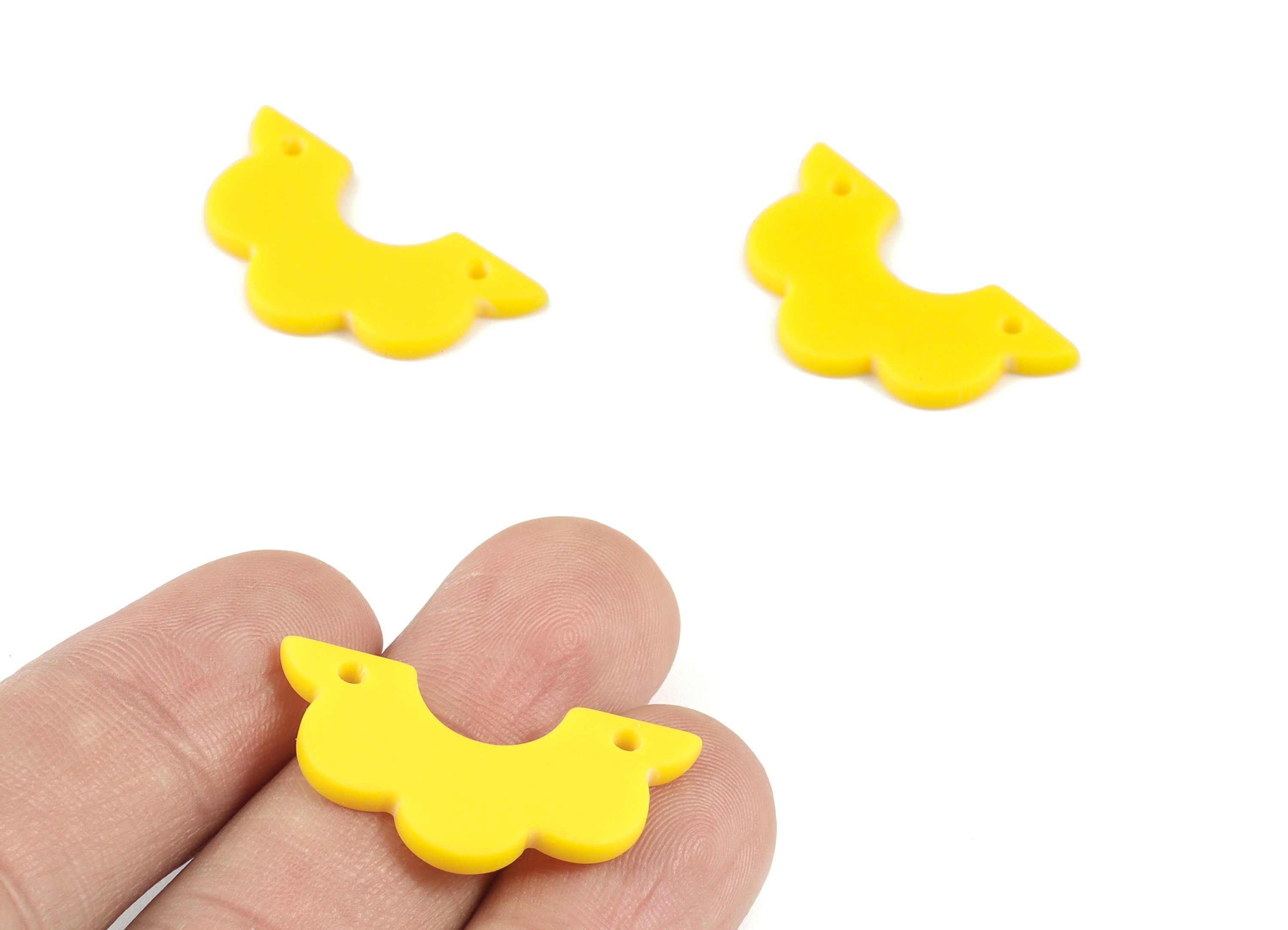 Acrylic Half Flower Earring Connector - Yellow Acrylic Flower Earrings - Jewelry Supplies - Color Code:A499 - 29.4x15.8x2.15mm - AC2124-A499 - DOMEDBAZAAR